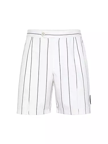 Chalk Stripe Nylon Pleated Bermuda Shorts