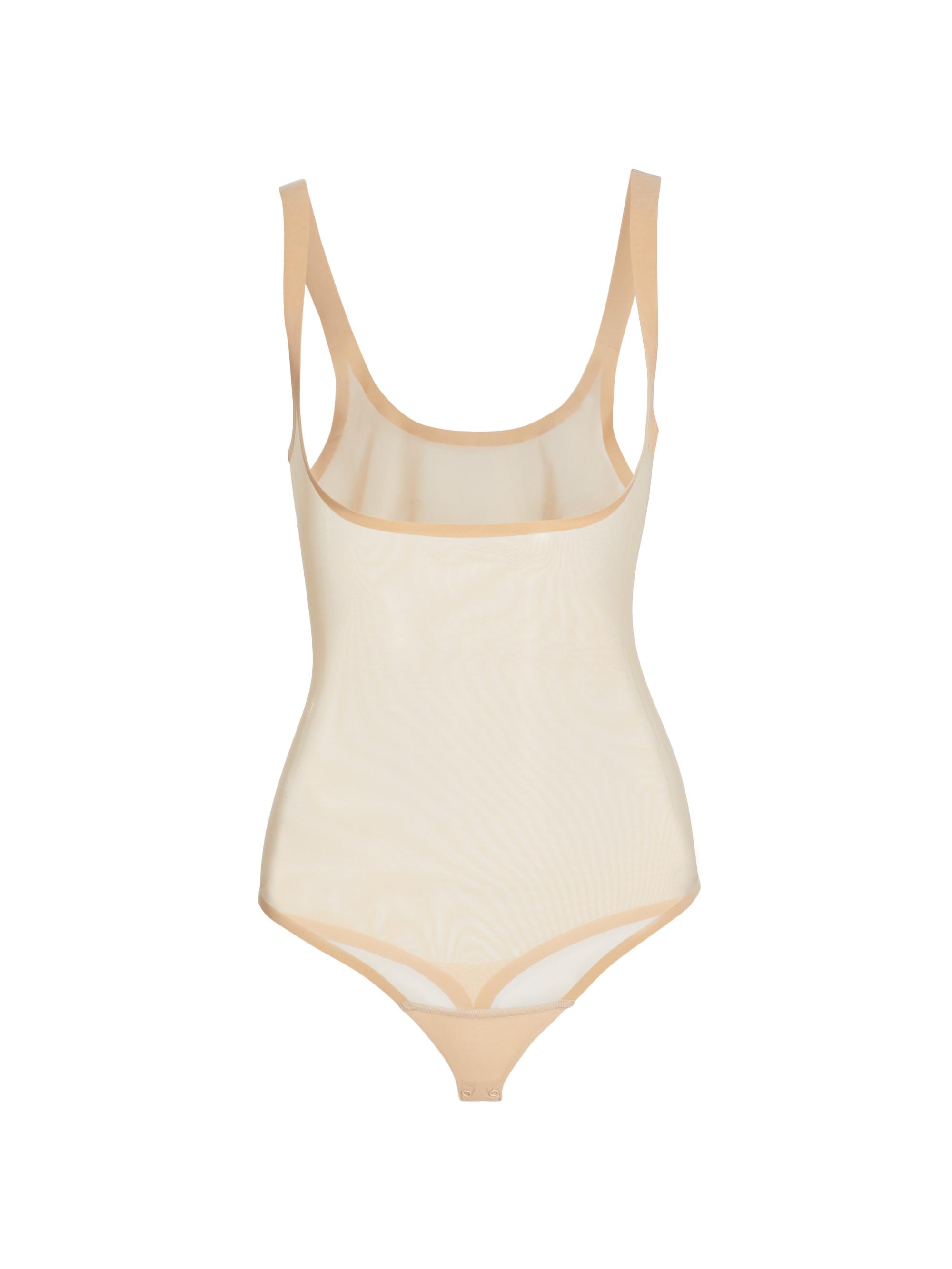 Wolford Women's Tulle Forming Thong Bodysuit - Clay