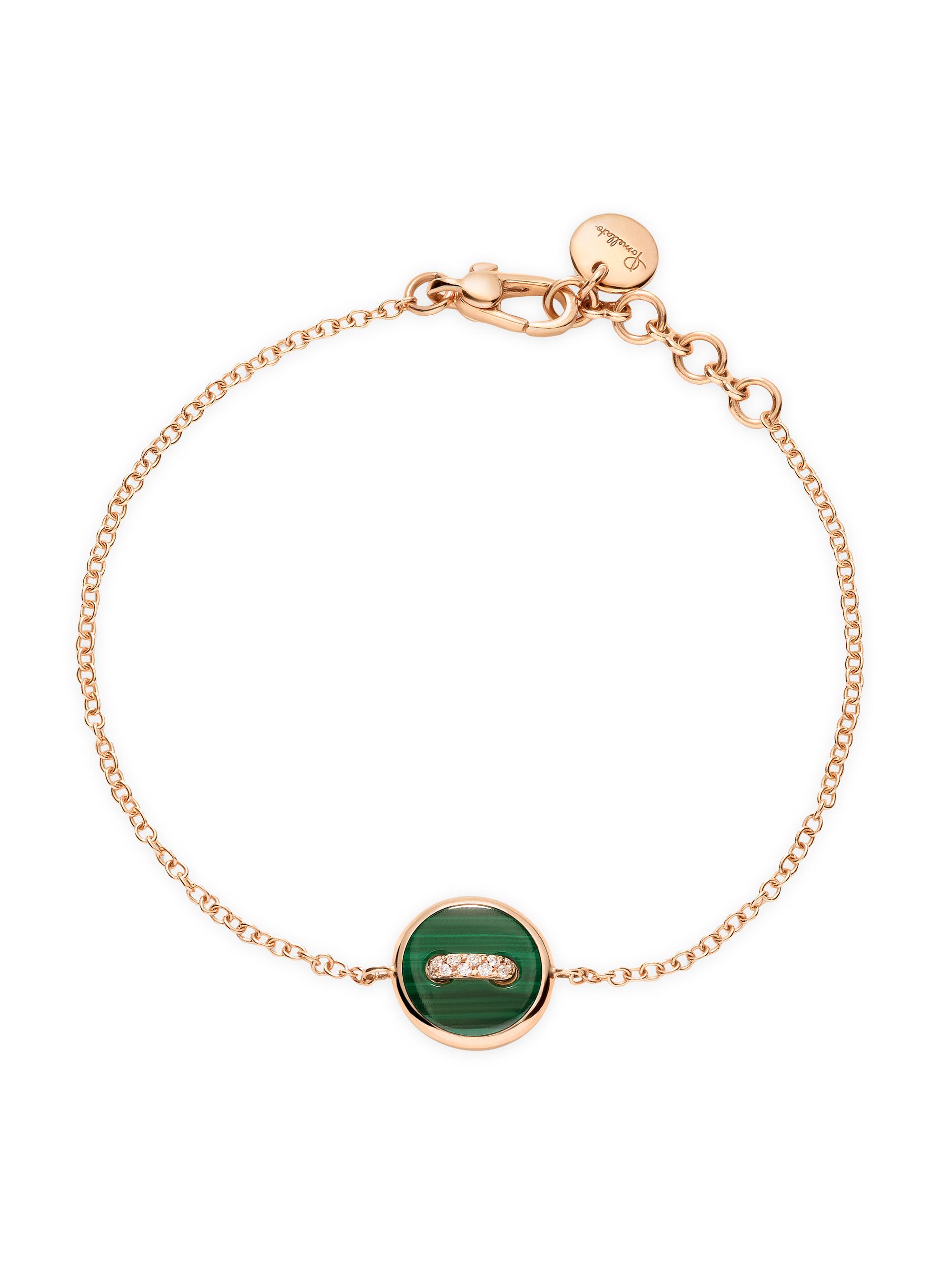 Pomellato Women's Pom Pom Dot 18K Rose Gold, Malachite & 0.03 TCW Diamond Button Bracelet - Rose Gold