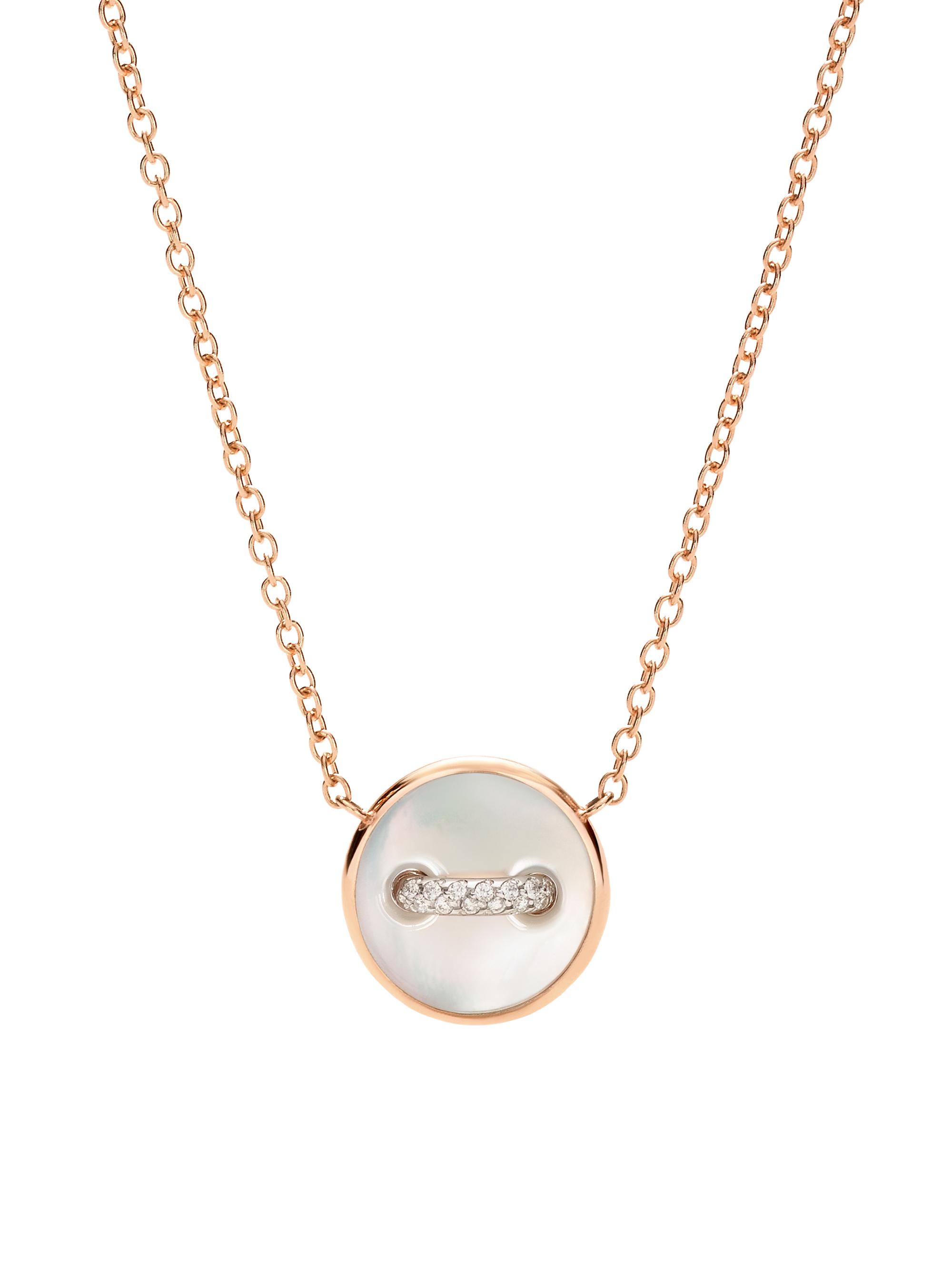 Pomellato Women's Pom Pom Dot 18K Rose Gold, Mother-Of-Pearl & 0.05 TCW Diamond Button Pendant Necklace - Rose Gold