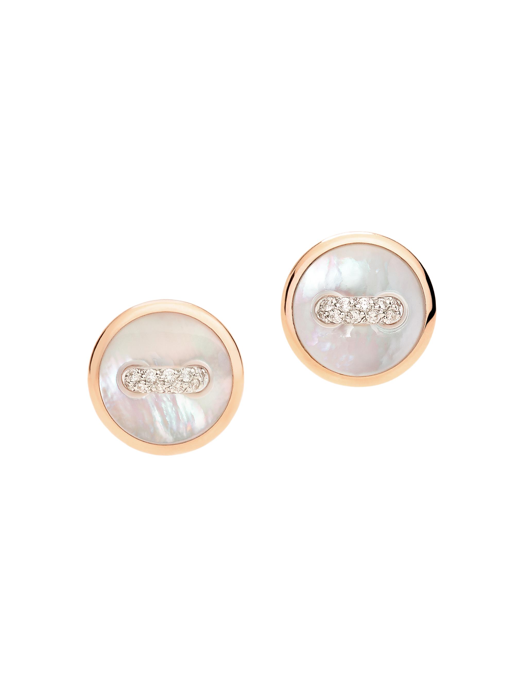 Pomellato Women's Pom Pom Dot 18K Rose Gold, Mother-Of-Pearl & 0.07 TCW Diamond Button Stud Earrings - Rose Gold
