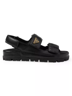 Shop Prada Flat Nappa Leather Sandals | Saks Fifth Avenue