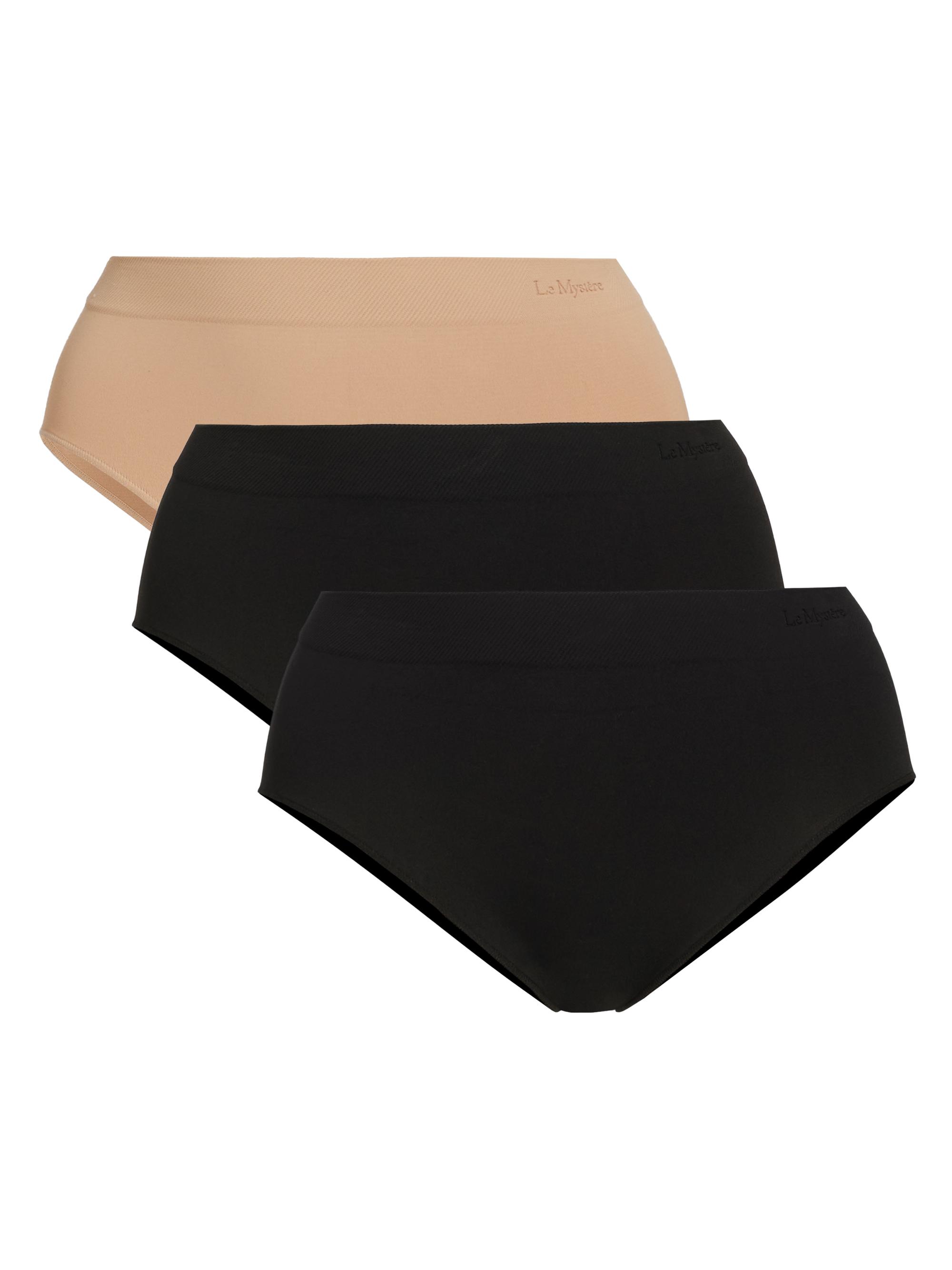 Le Mystere Women's 3-Pack Seamless Comfort Brief Panty - Black Black Natural