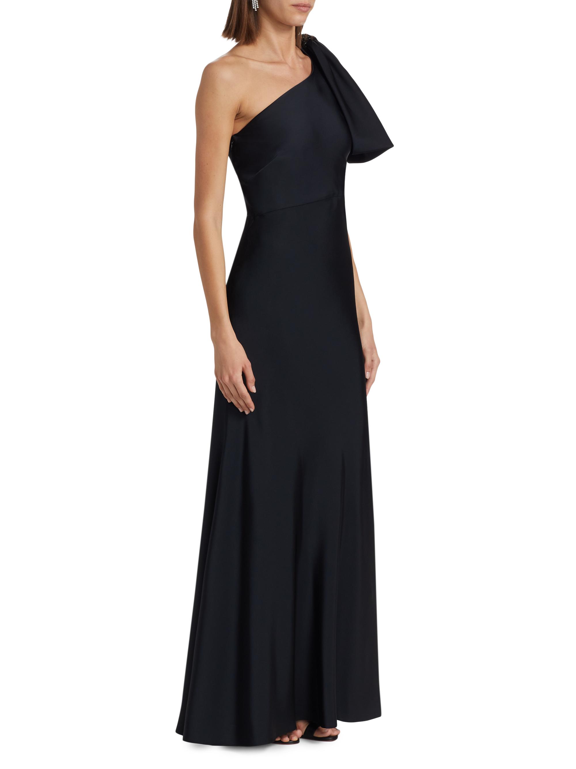 Aubrey Satin One-Shoulder Gown