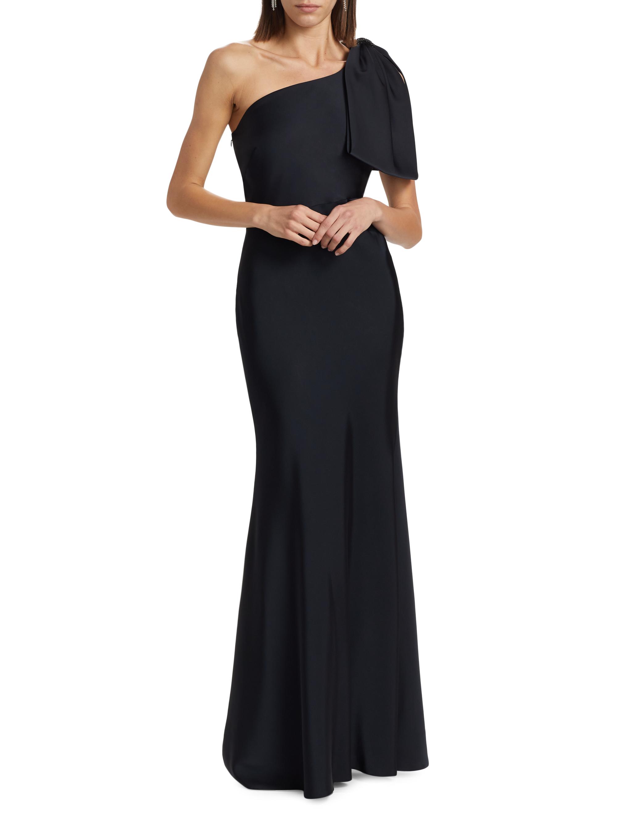 Aubrey Satin One-Shoulder Gown
