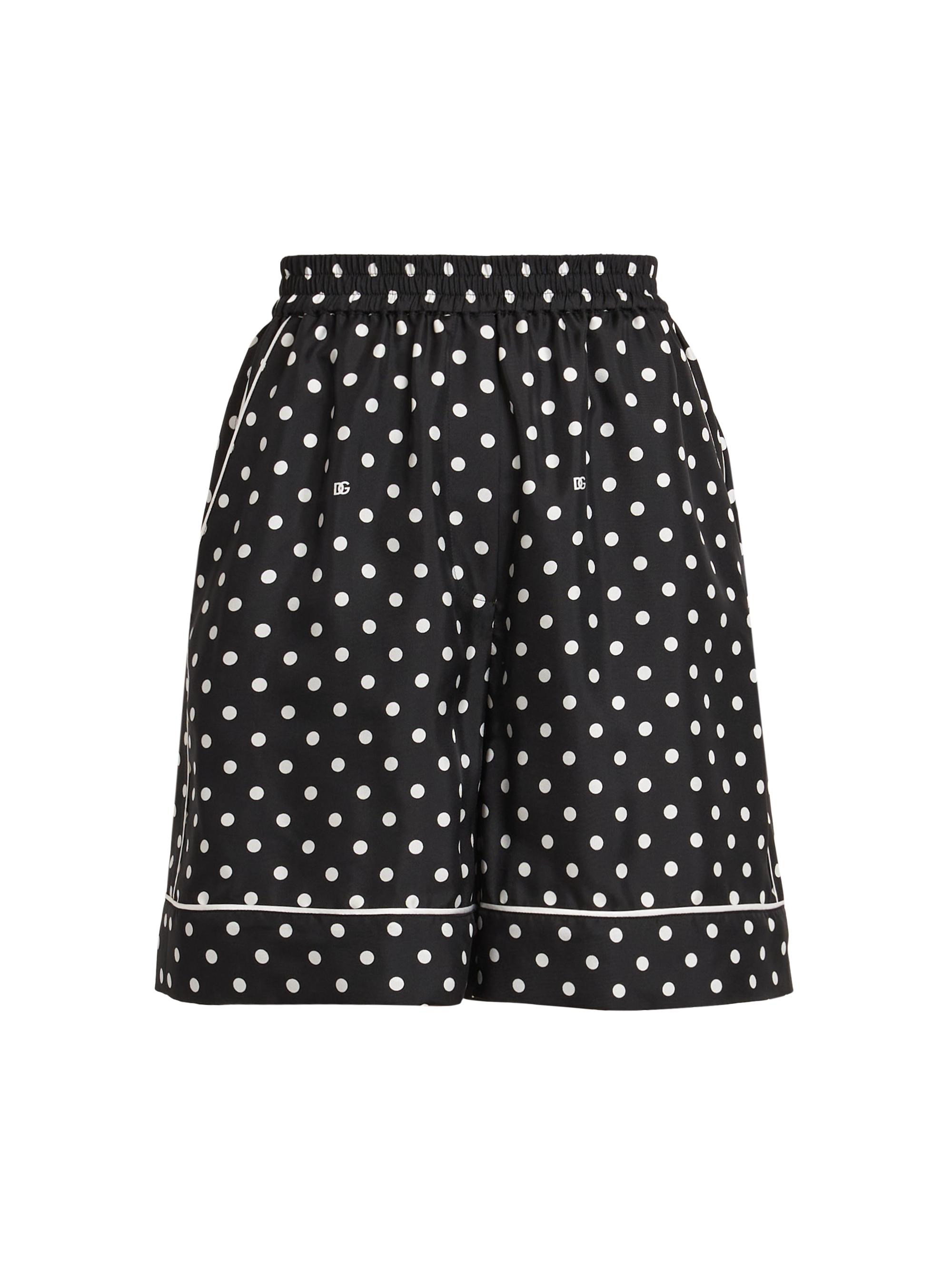 Dolce & Gabbana Women's Polka Dot Silk Pajama Shorts - Black White