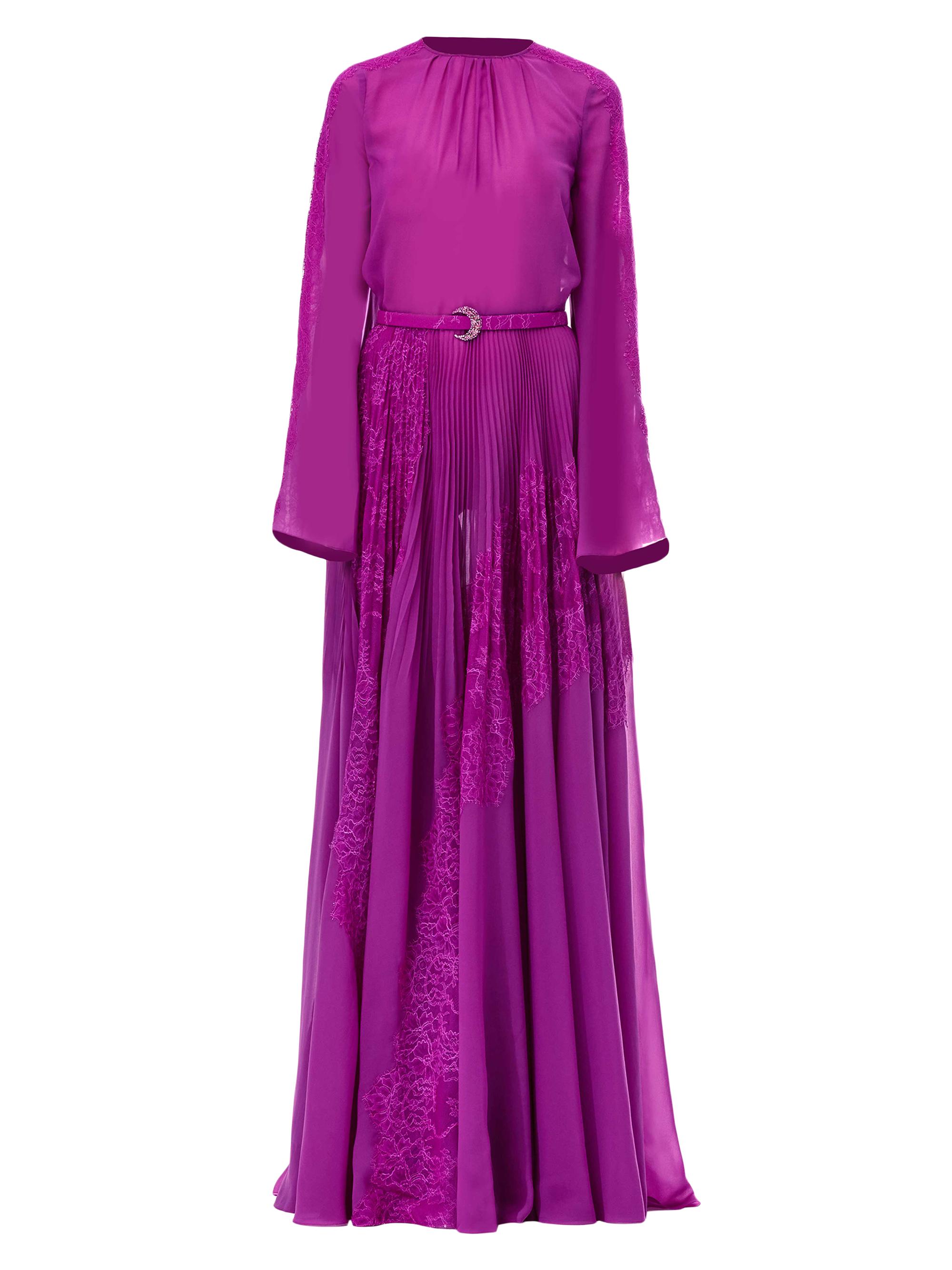 Honayda Women's Lace & Chiffon Bell-Sleeve Gown - Purple