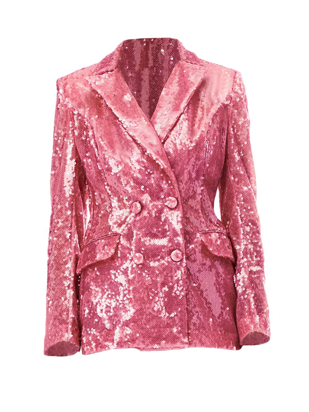 Honayda Women's Sequined Double-Breasted Blazer - Pink