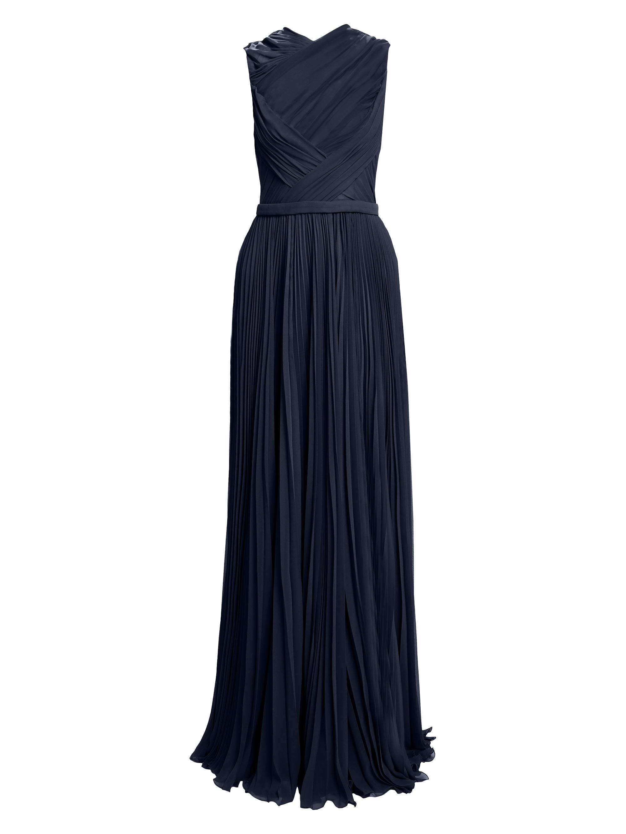 Honayda Women's Pleated Chiffon Sleeveless Maxi Dress - Navy