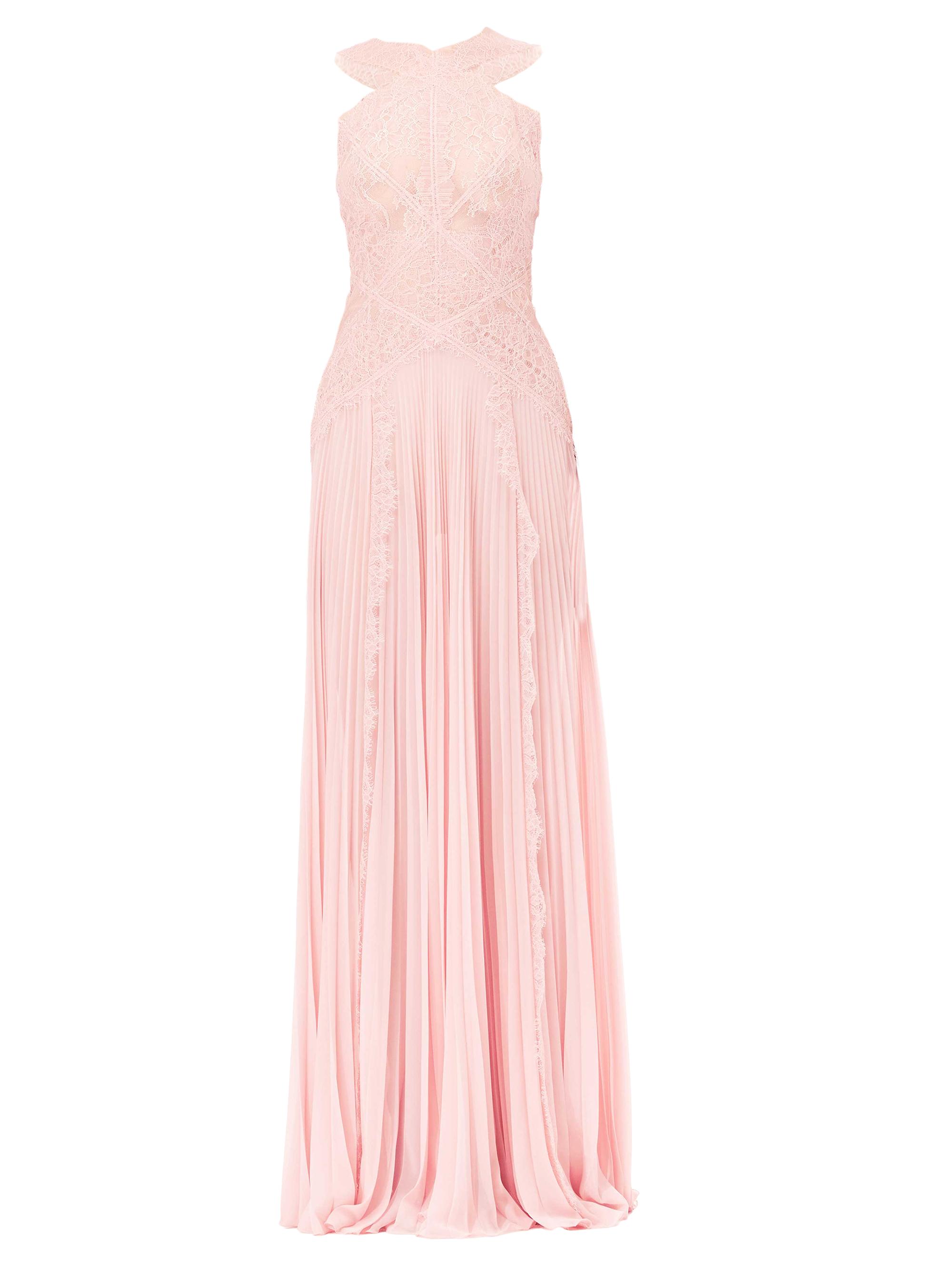 Honayda Women's Lace & Pleated Chiffon Sleeveless Maxi Dress - Pink