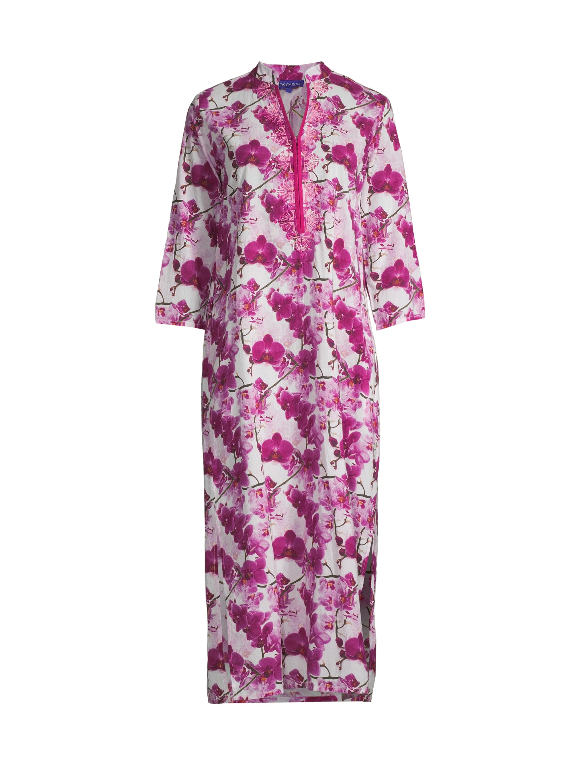 Ro's Garden Women's Clorinda Orchid-Print Cotton Midi-Dress - Megan Takochi