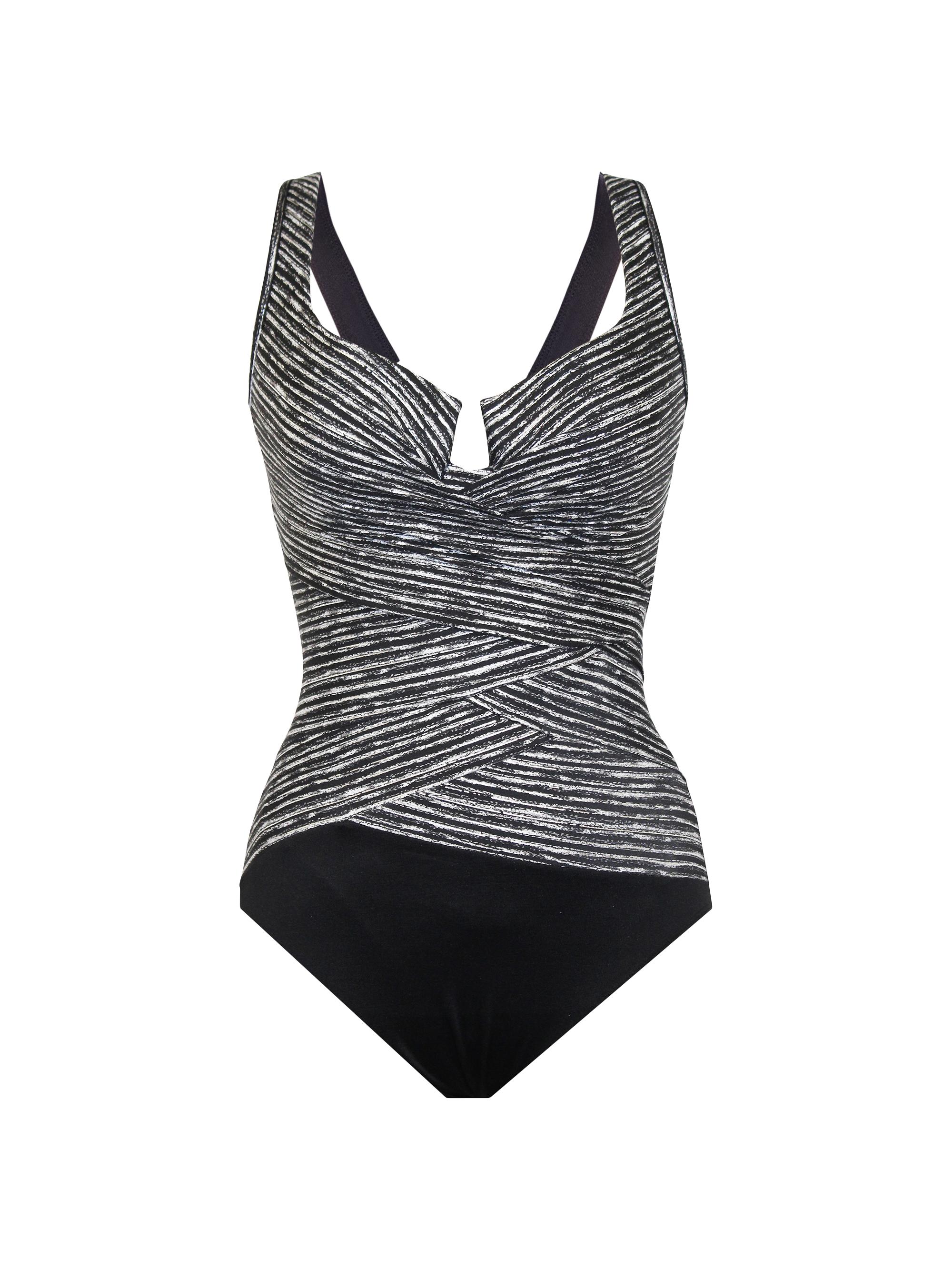 Miraclesuit Swim Women's Selenite Layered Escape One-Piece Swimsuit - Black White