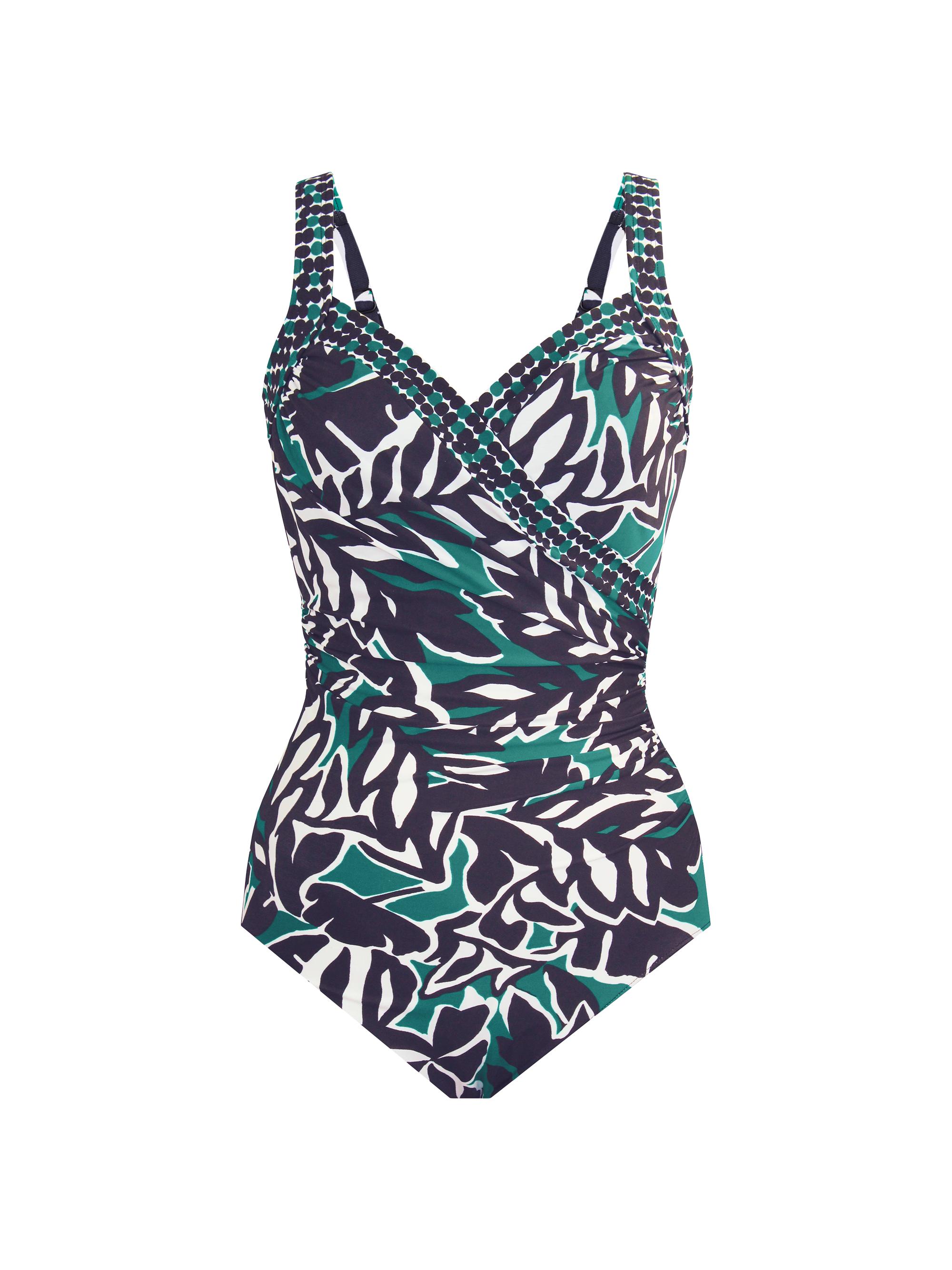 Miraclesuit Swim Women's Palma Verde Sanibel Draped One-Piece Swimsuit - Black Multi