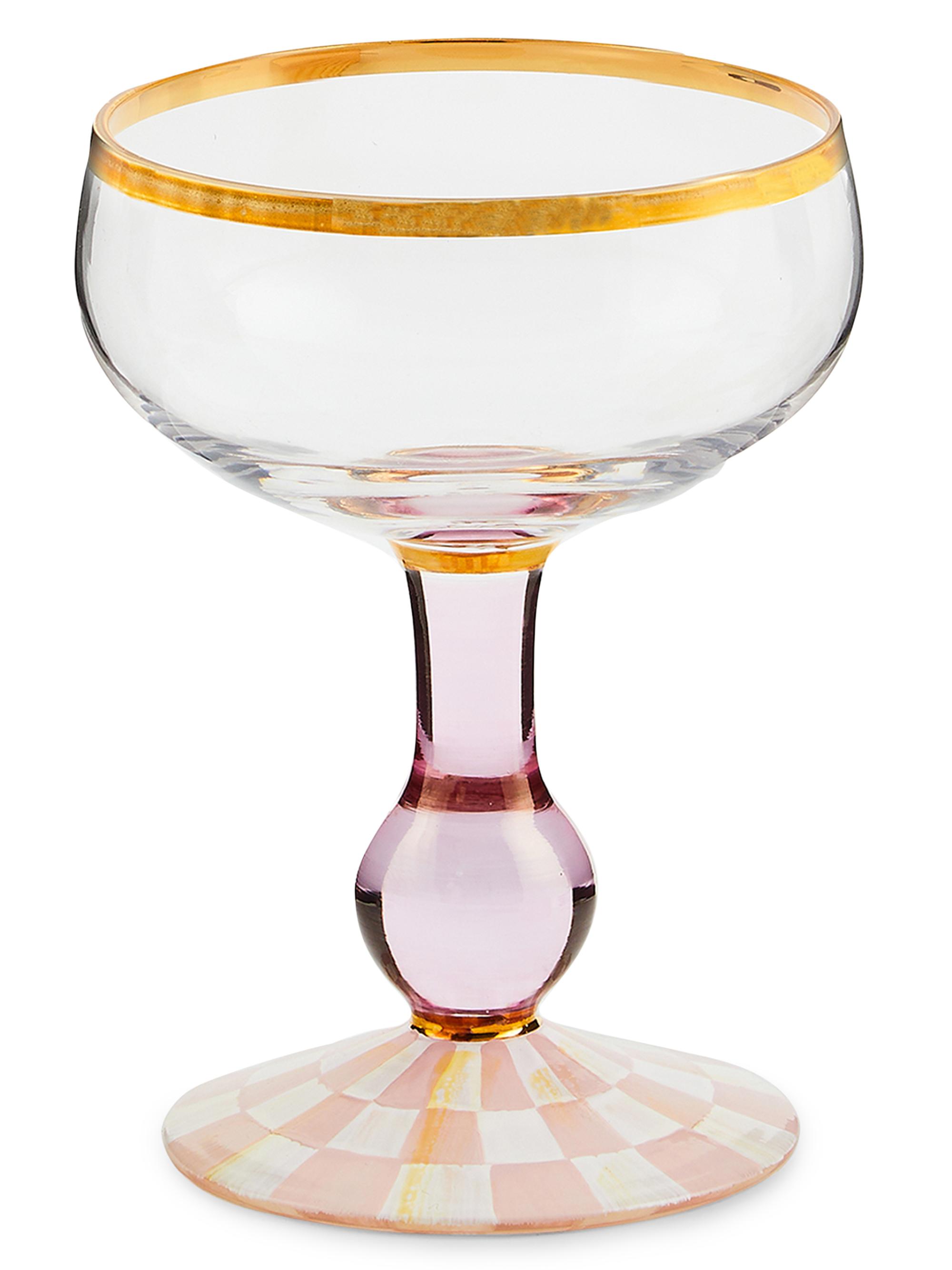 MacKenzie-Childs Rosy Check Coupe Glass