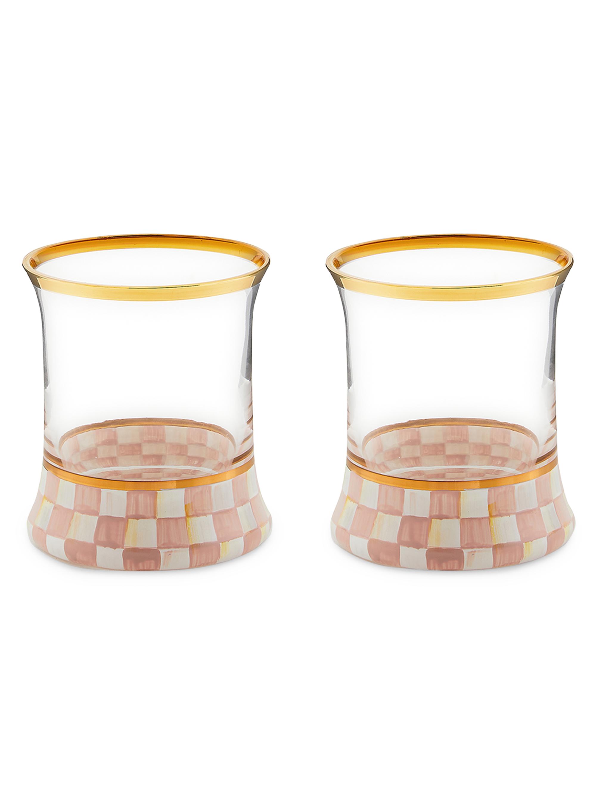 MacKenzie-Childs Rosy Check Tumbler Glasses 2-Piece Set