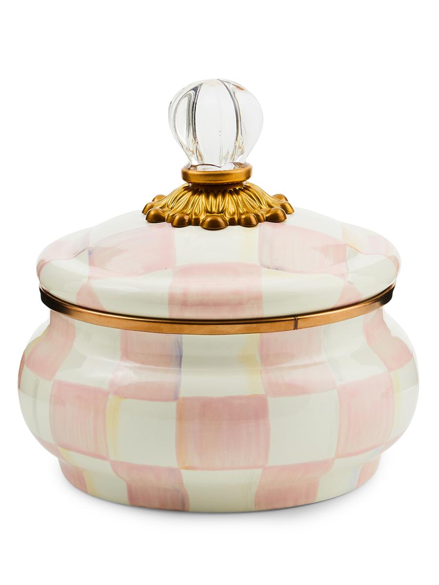 MacKenzie-Childs Rosy Check Enamel Squashed Pot | Saks Fifth Avenue