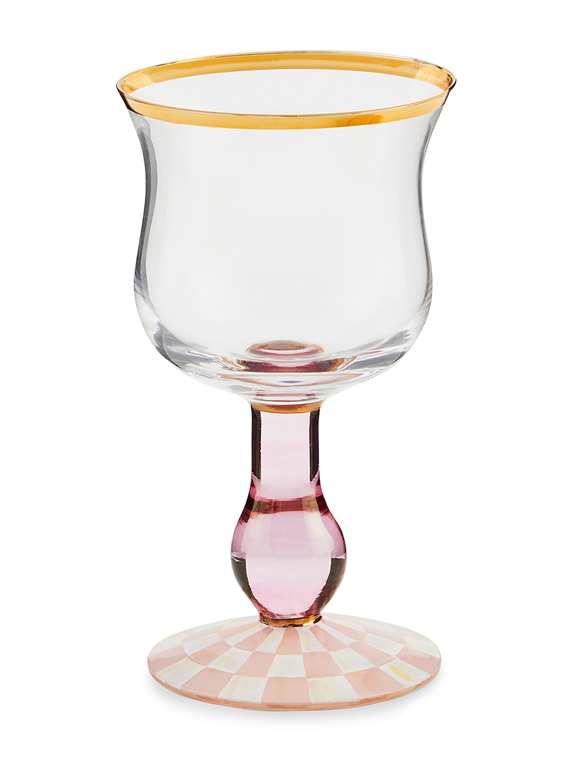 MacKenzie-Childs Rosy Check Wine Glass