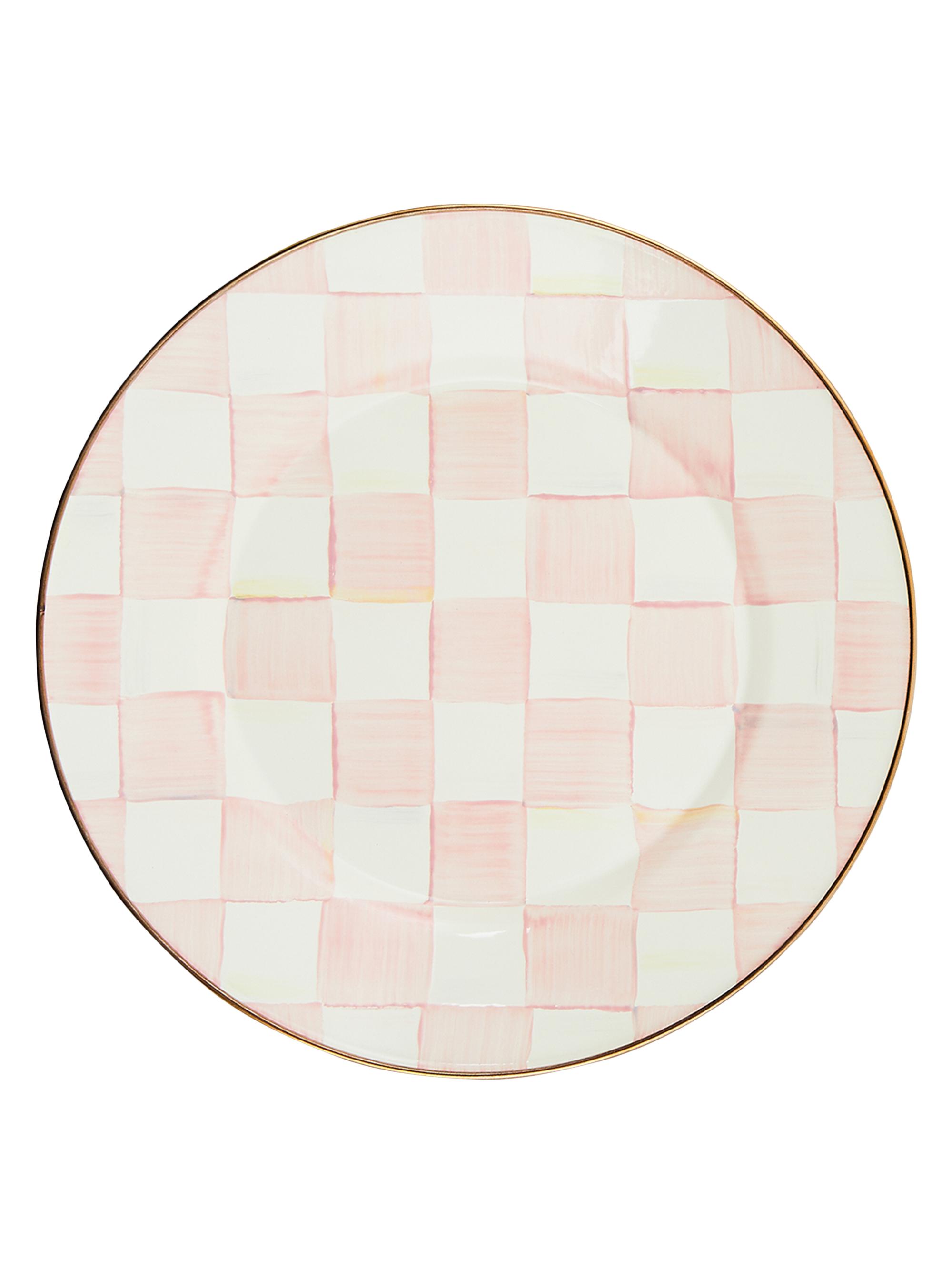 MacKenzie-Childs Rosy Check Enamel Dinner Plate