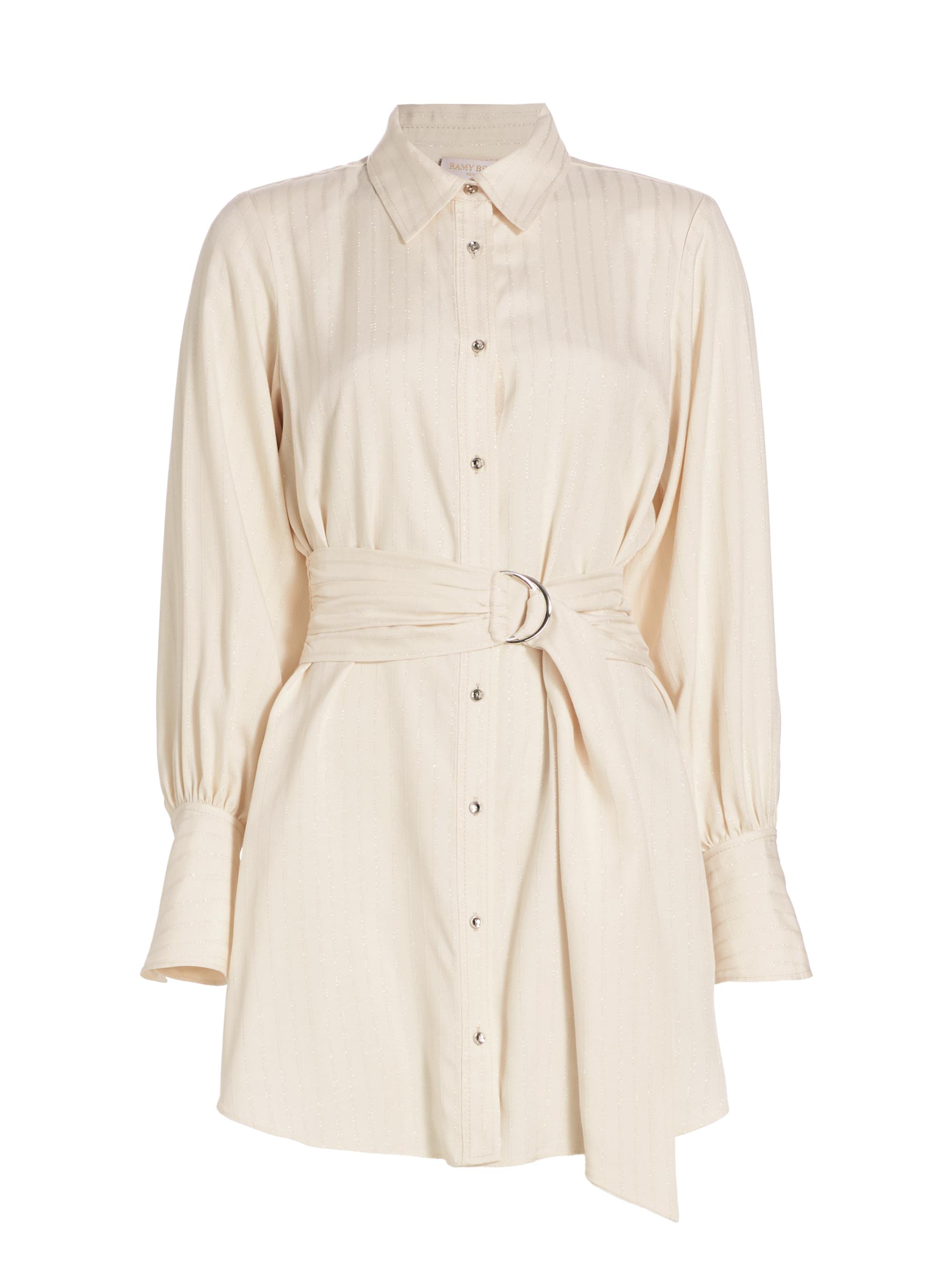 Ramy Brook Women's Nellie Pinstriped Shirtdress - Light Sandstone Lurex Stripe