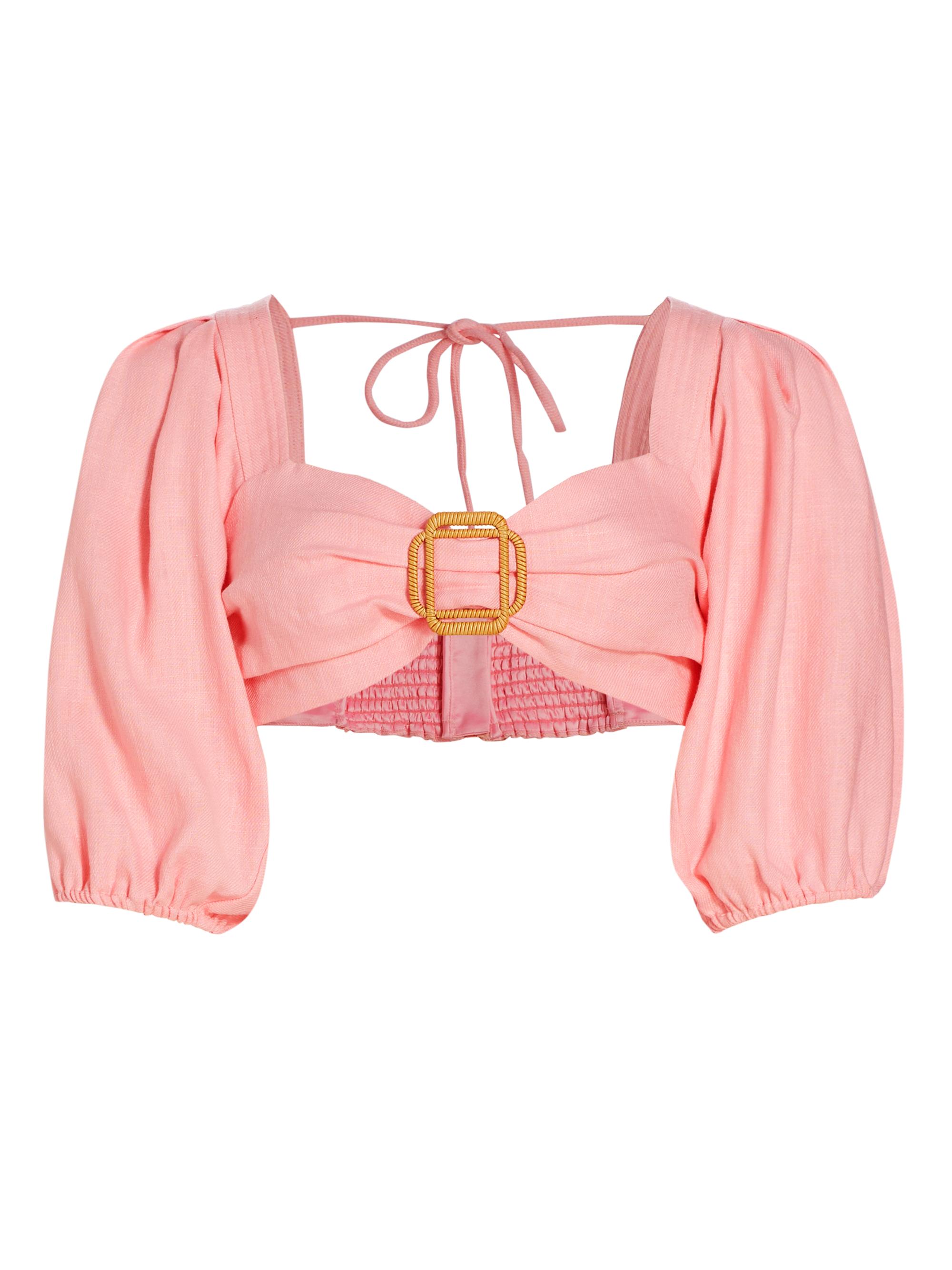 Ramy Brook Women's Kelsey Puff-Sleeve Crop Top - Pink Tulip