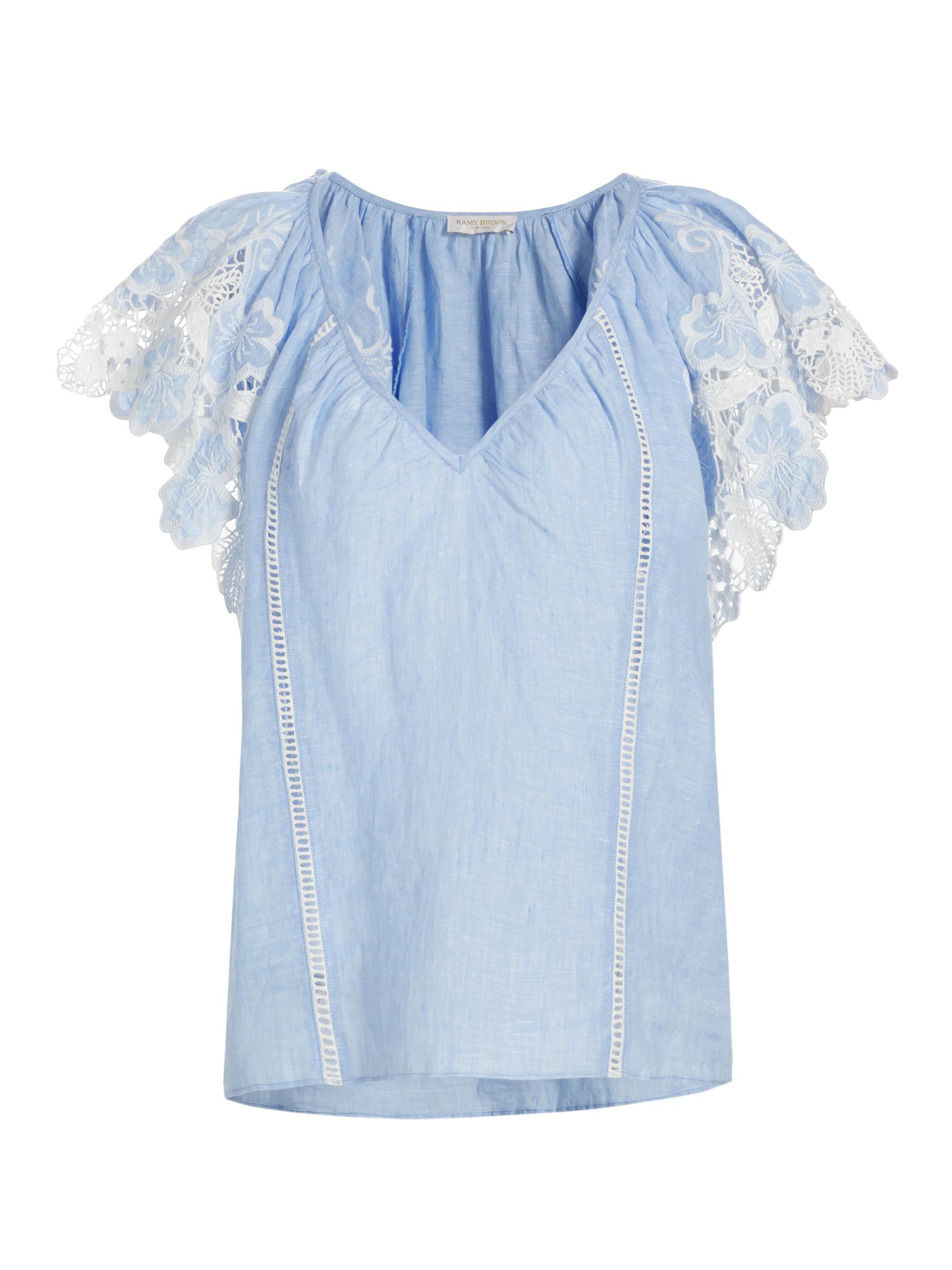 Ramy Brook Women's Hillary Crochet-Trimmed Linen Top - Chambray Boho Linen