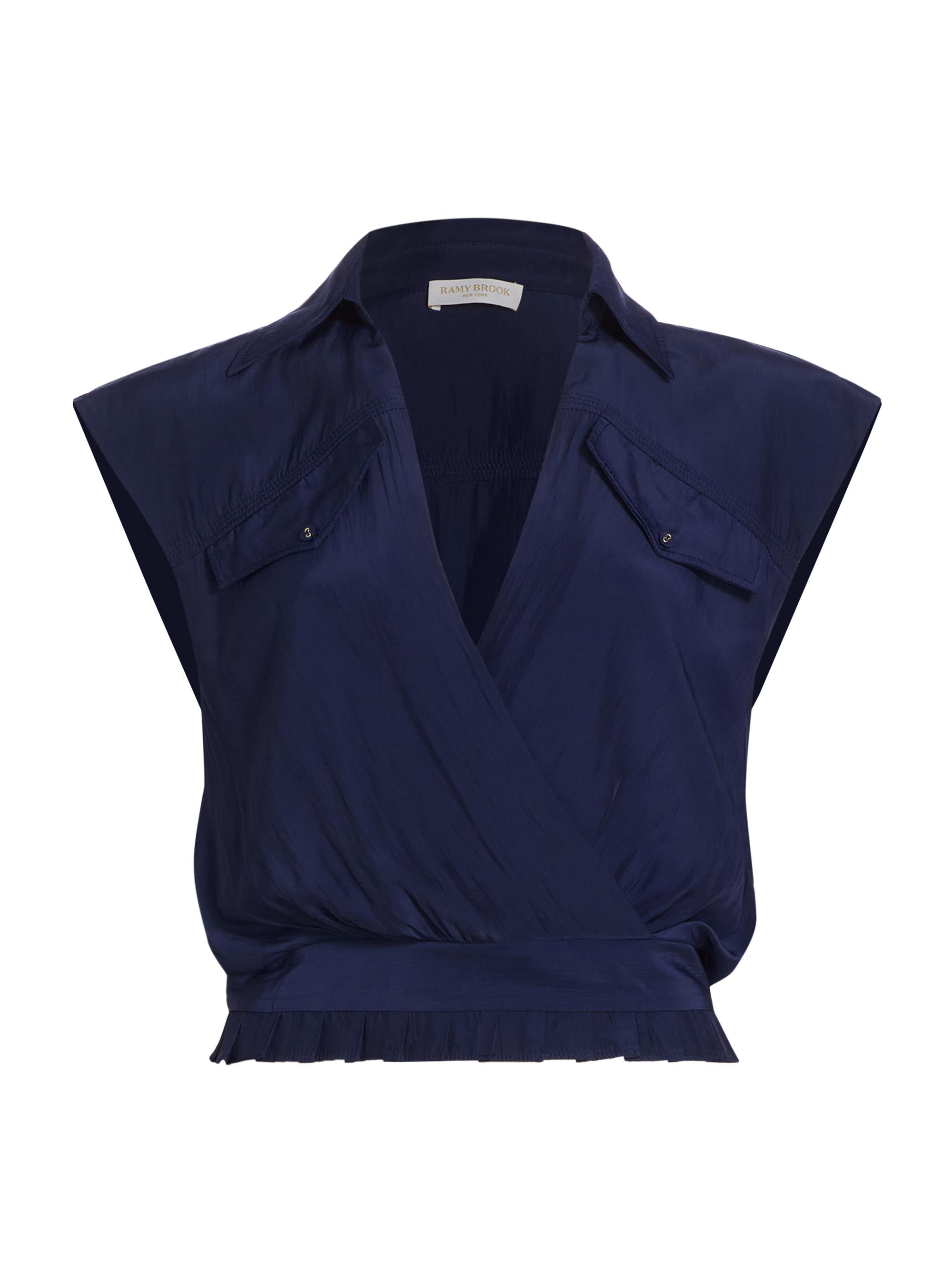 Ramy Brook Women's Amaris Surplice Top - Spring Navy