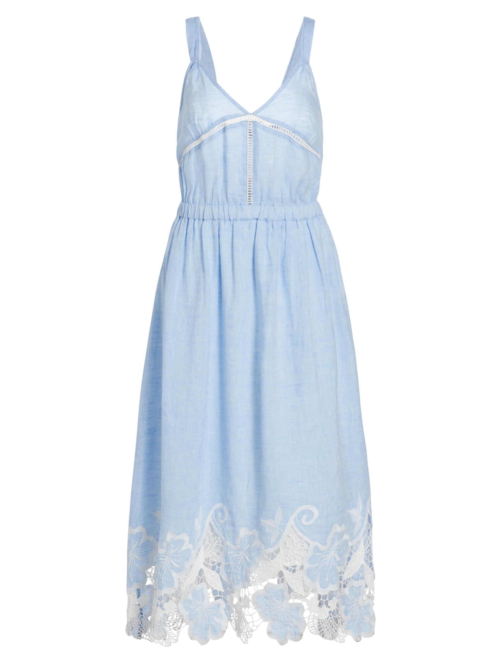 herlipto Lace Trimmed Chambray DressMサイズ Lace Trimmed Chambray Dress（ワンピース）｜Her lip to（ハーリップ