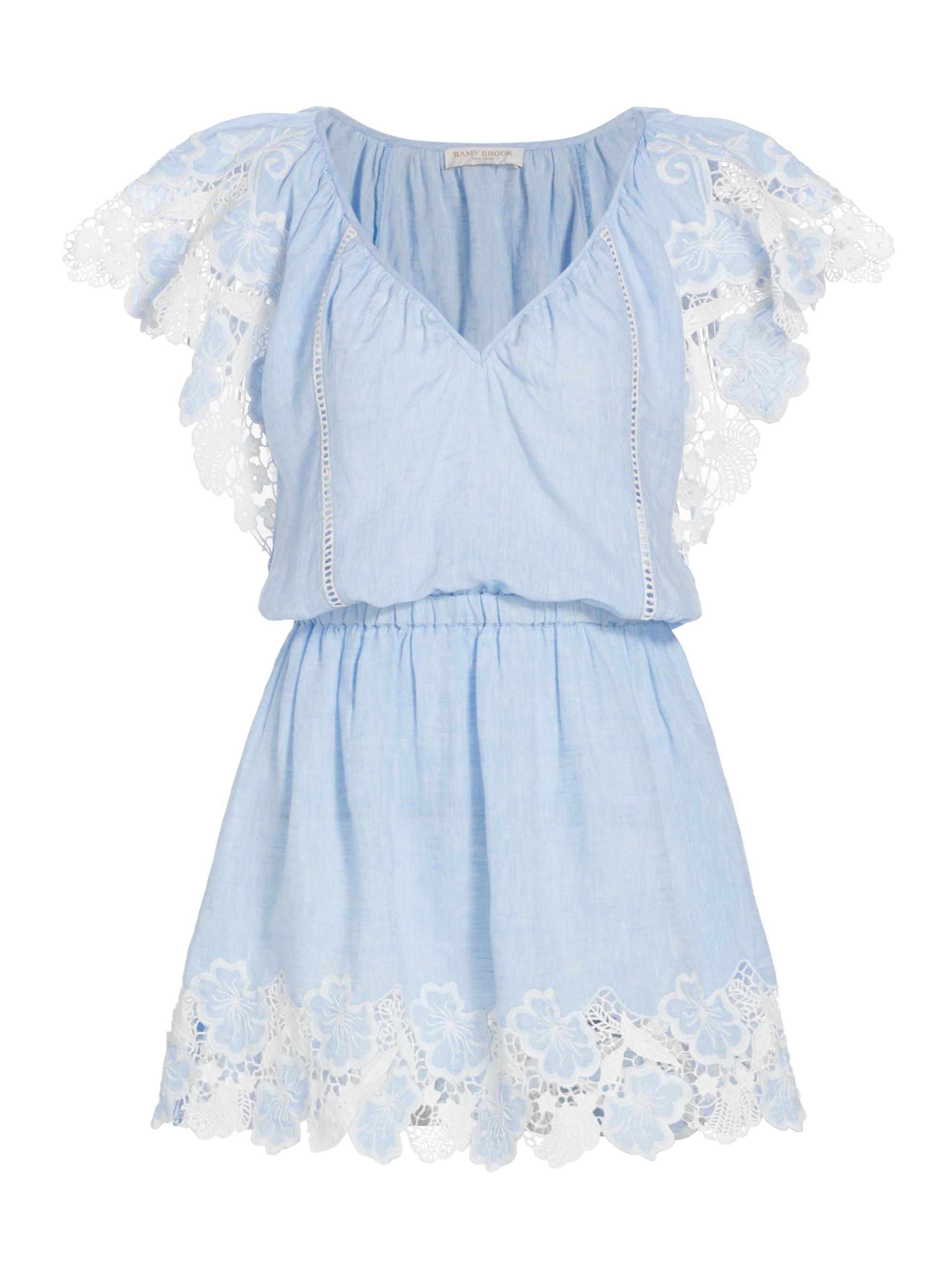 Ramy Brook Women's Rya Linen Lace-Trimmed Minidress - Chambray Embroidered Boho