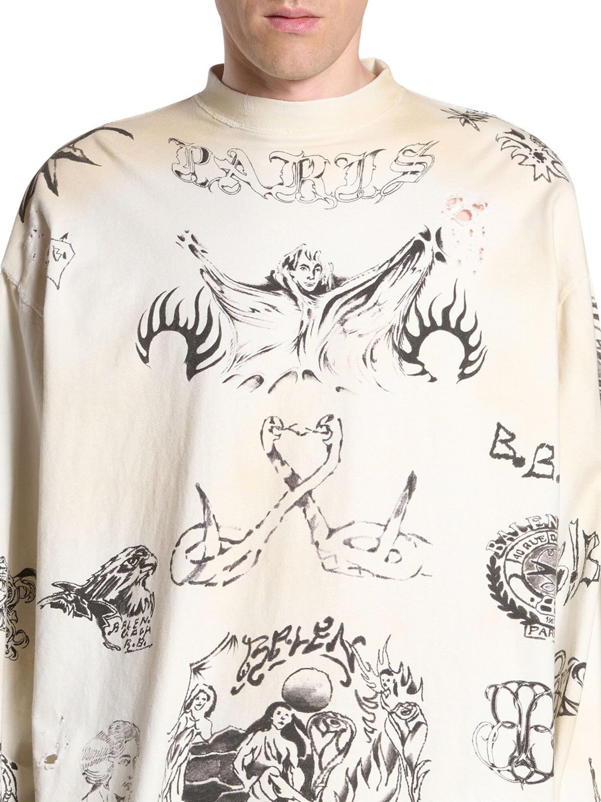 Balenciaga Tat Oversized Long Sleeve T-Shirt | Saks Fifth Avenue