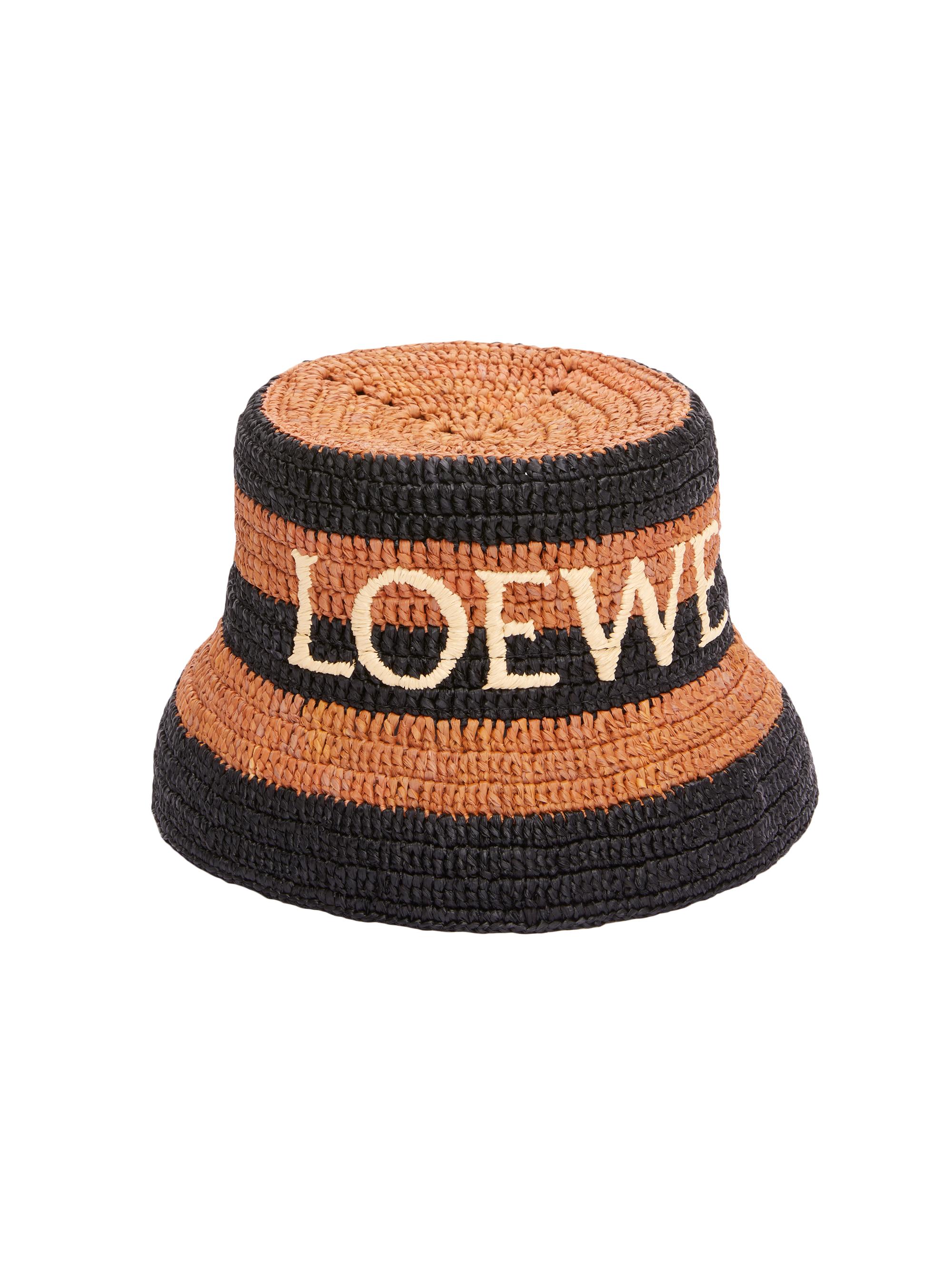 LOEWE Men's  x Paula's Ibiza Striped Logo Bucket Hat - Black Honey Gold