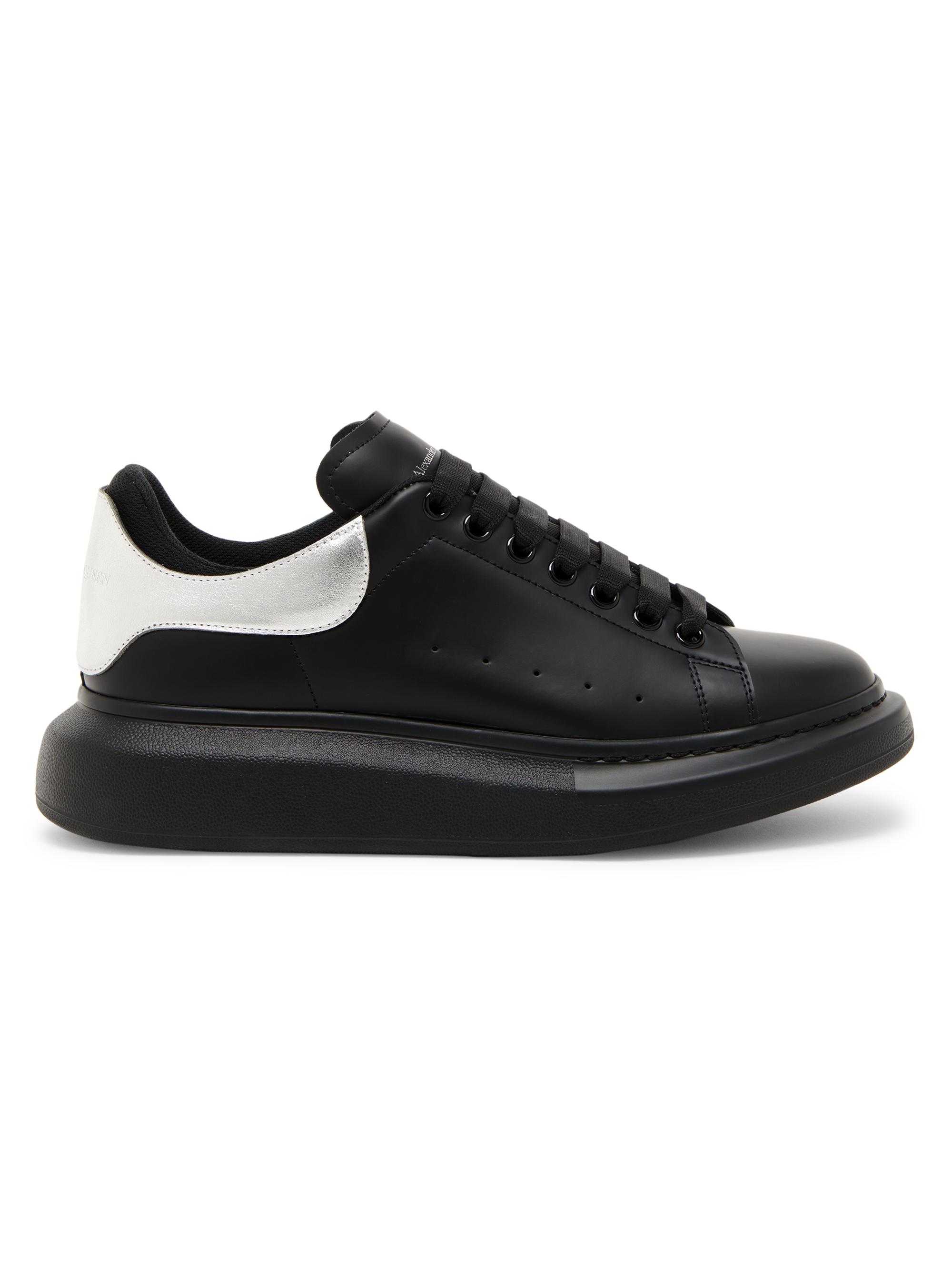 McQueen Men's Leather Low-Top Sneakers - Black Silver