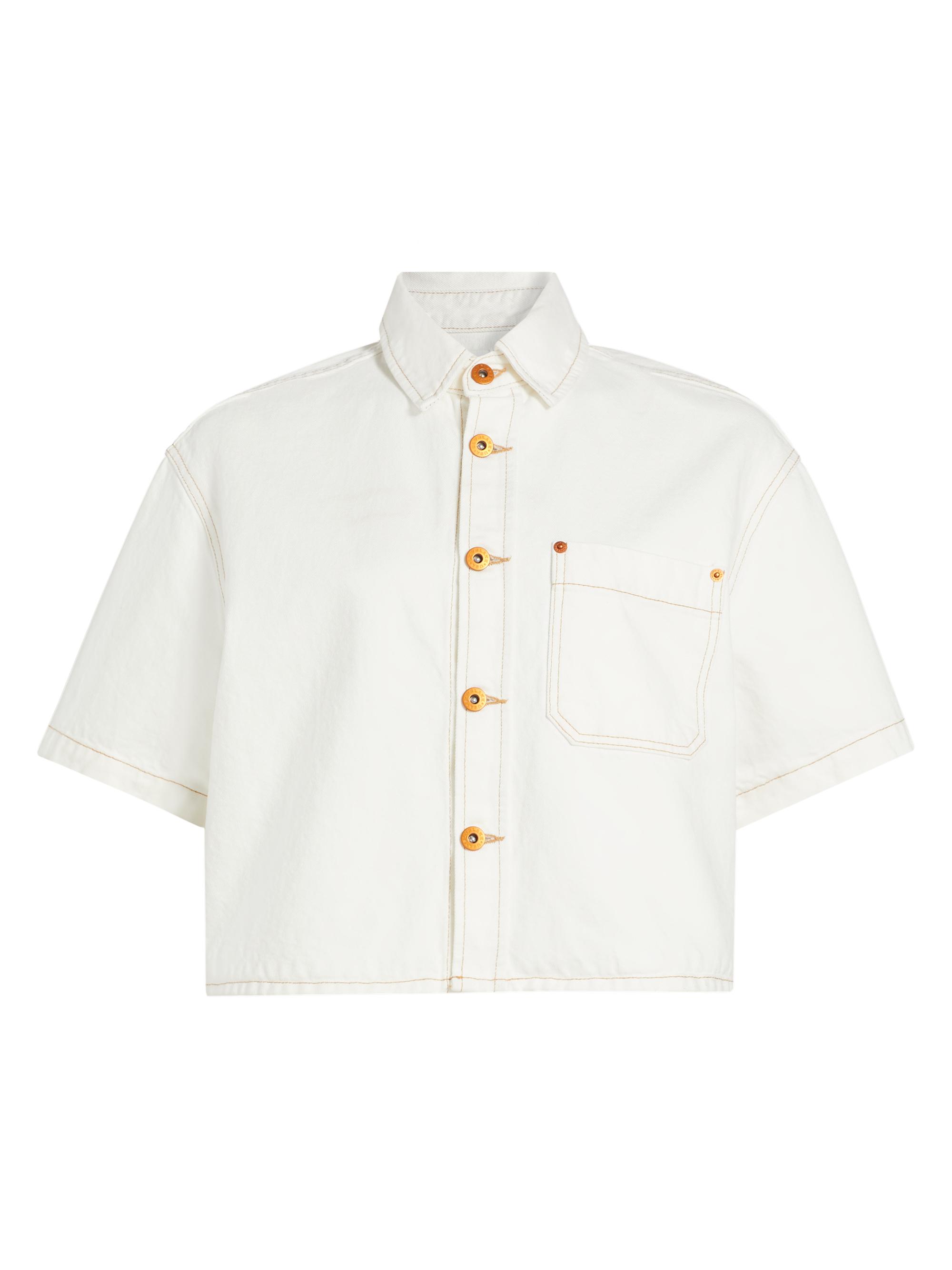 SLVRLAKE Women's Cara Denim Cropped Overshirt - Natural White