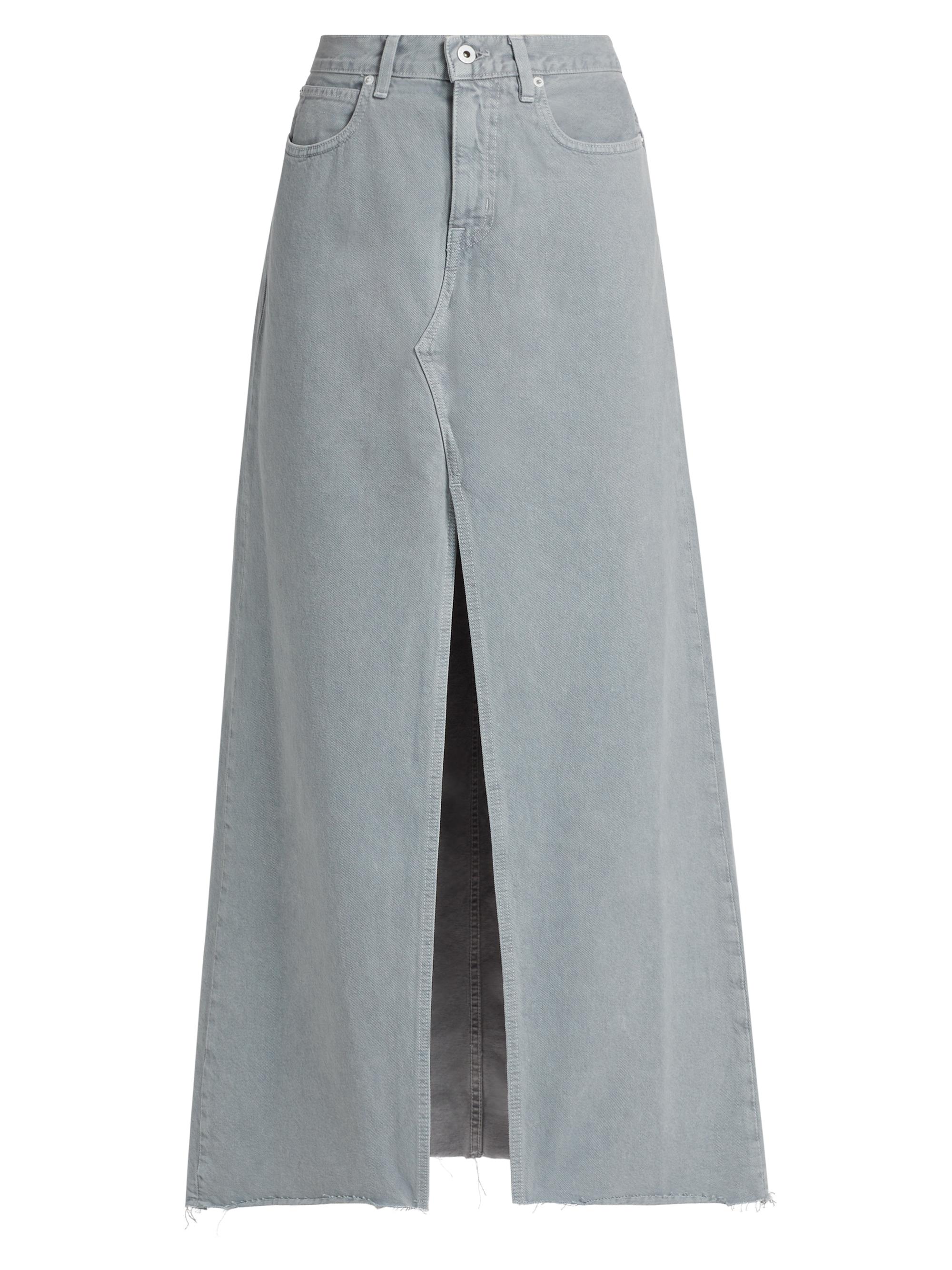SLVRLAKE Women's Low-Rise Denim Maxi Skirt - Dove Gray