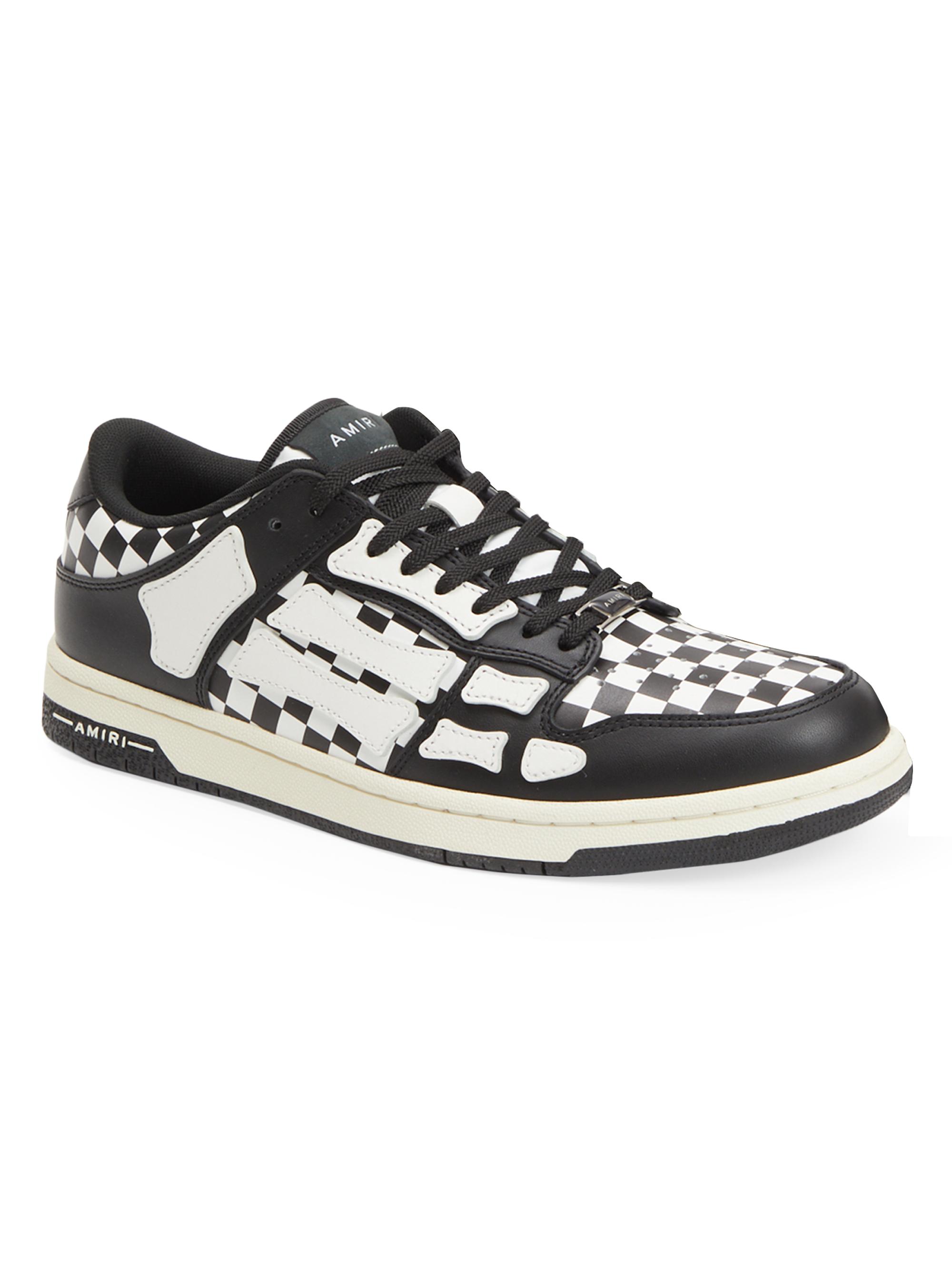 Amiri Women's Skel Top Low Checkered Leather Sneakers - Black White