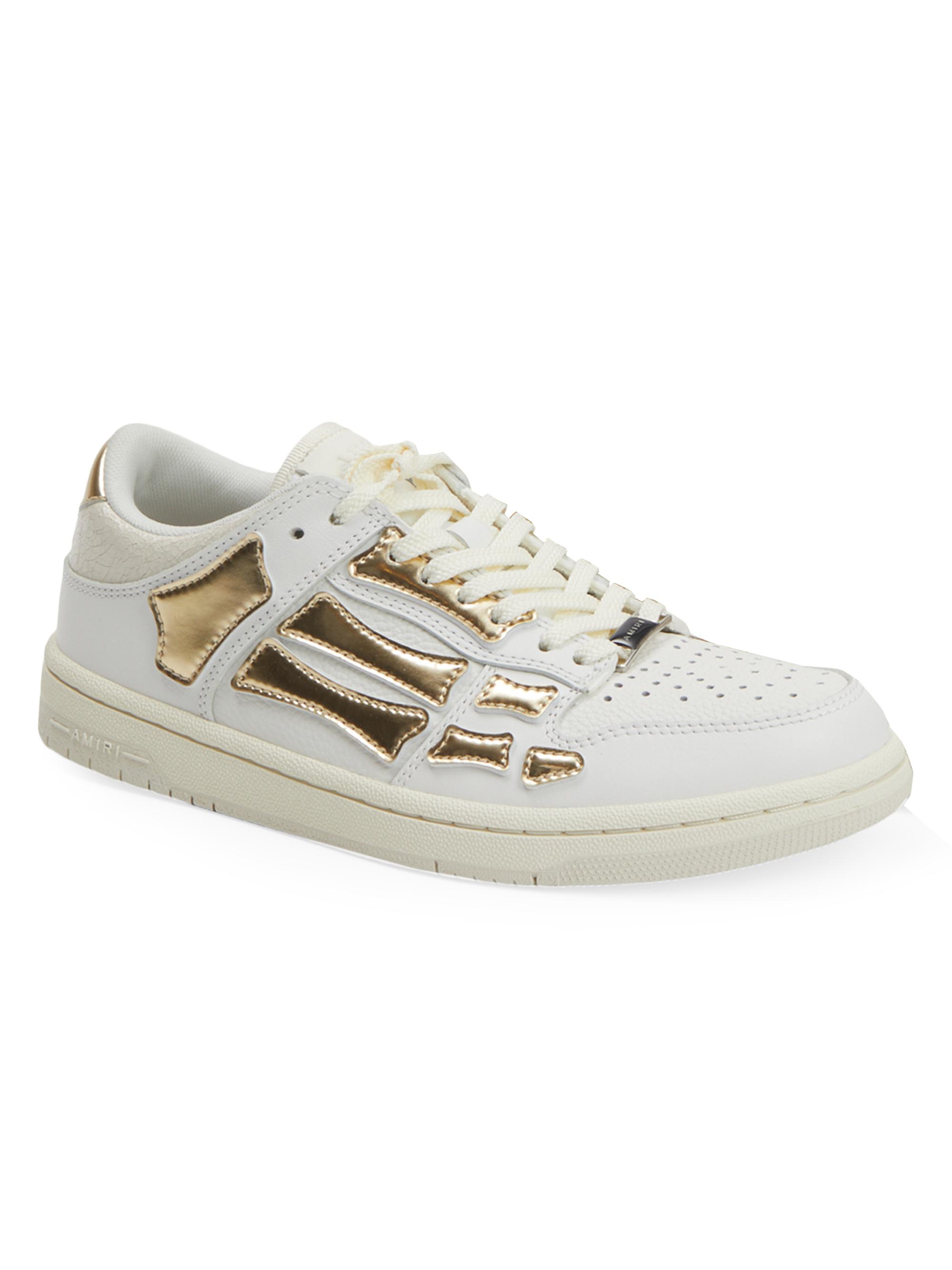 Amiri Women's Metallic Skel Top Low Sneakers - White Gold