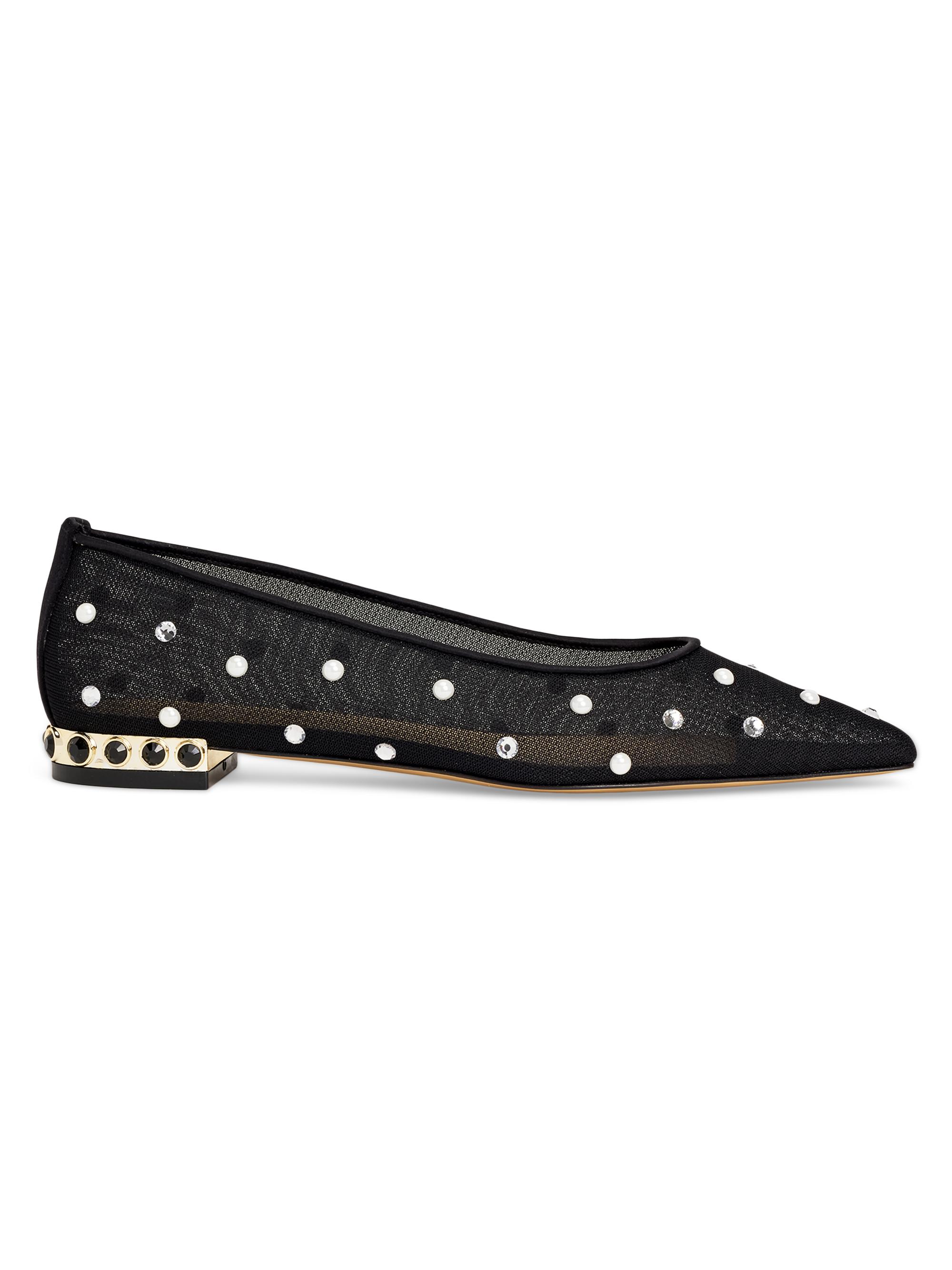 Nalebe Women's Aurum Crystal-Embellished Silk Mesh Ballet Flats - Black