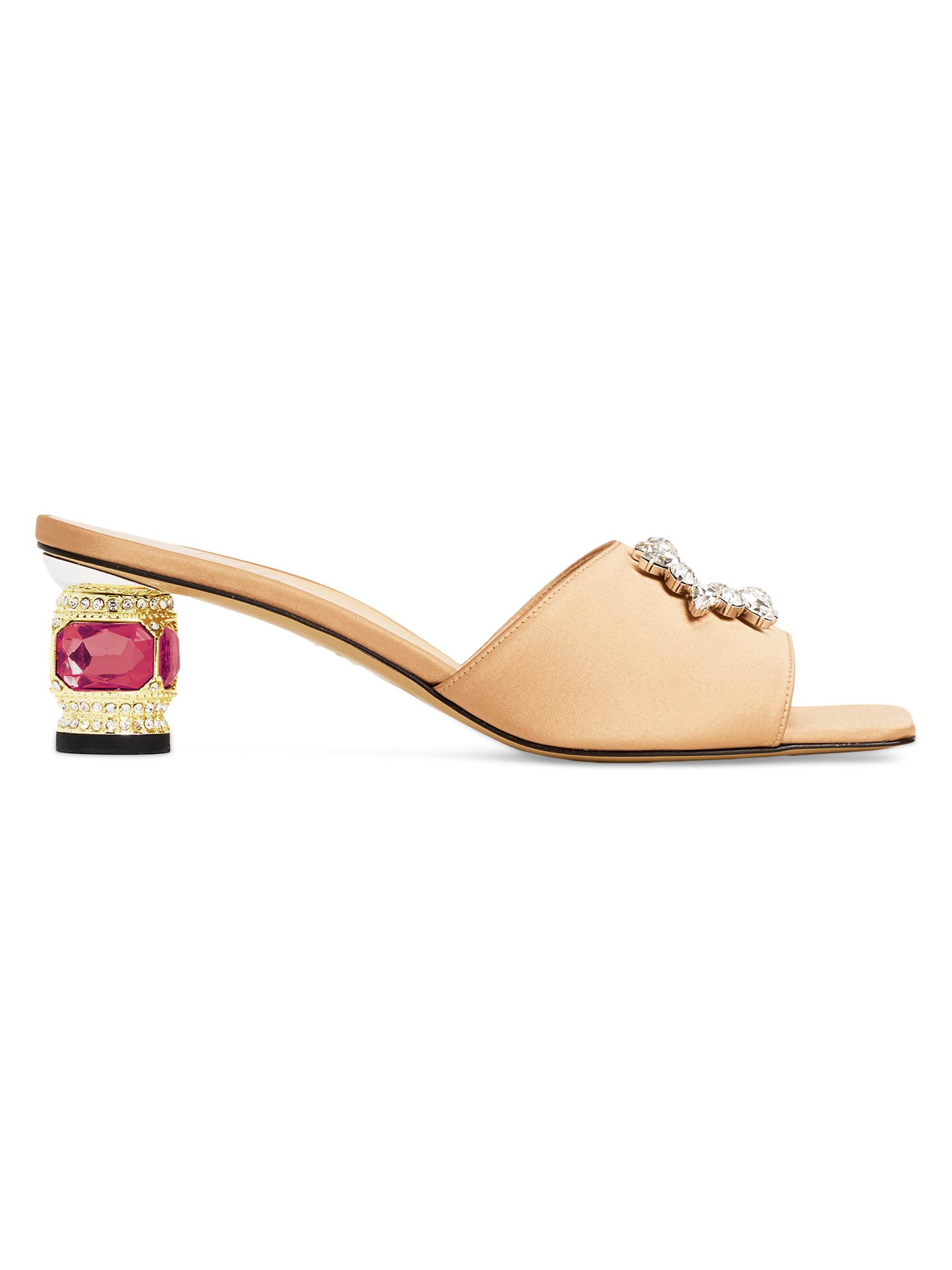 Nalebe Women's Aurum 50MM Crystal-Embellished Silk Mules - Champagne