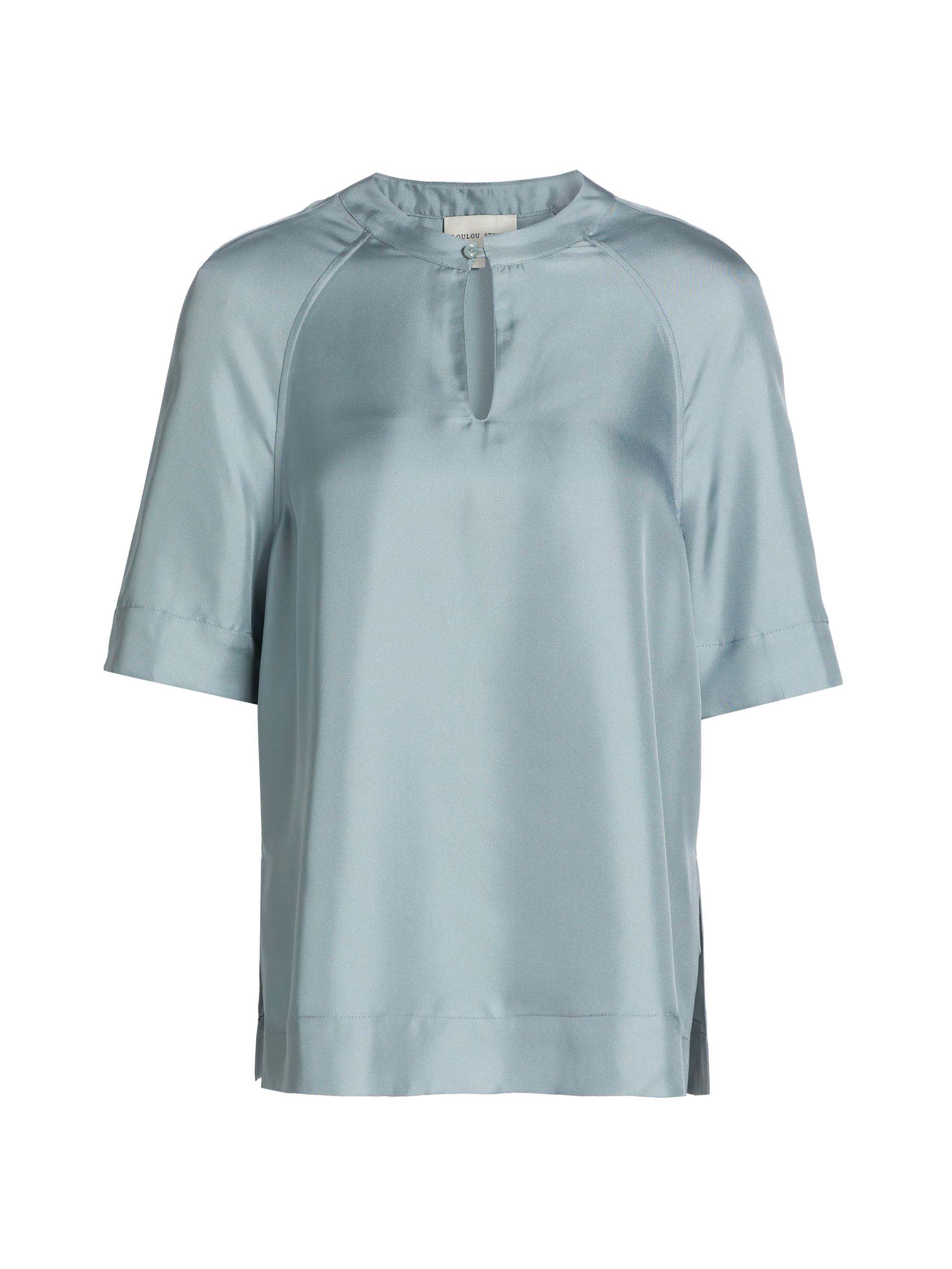 Loulou de Saison Women's Zeus Silk Short-Sleeve Blouse - Glacier