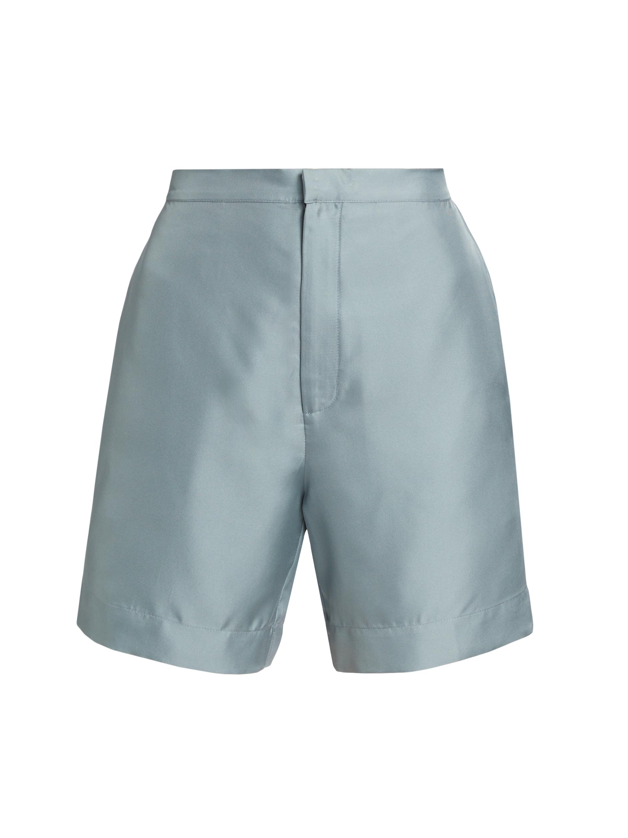 Loulou de Saison Women's Poseidon Silk Straight-Leg Shorts - Glacier