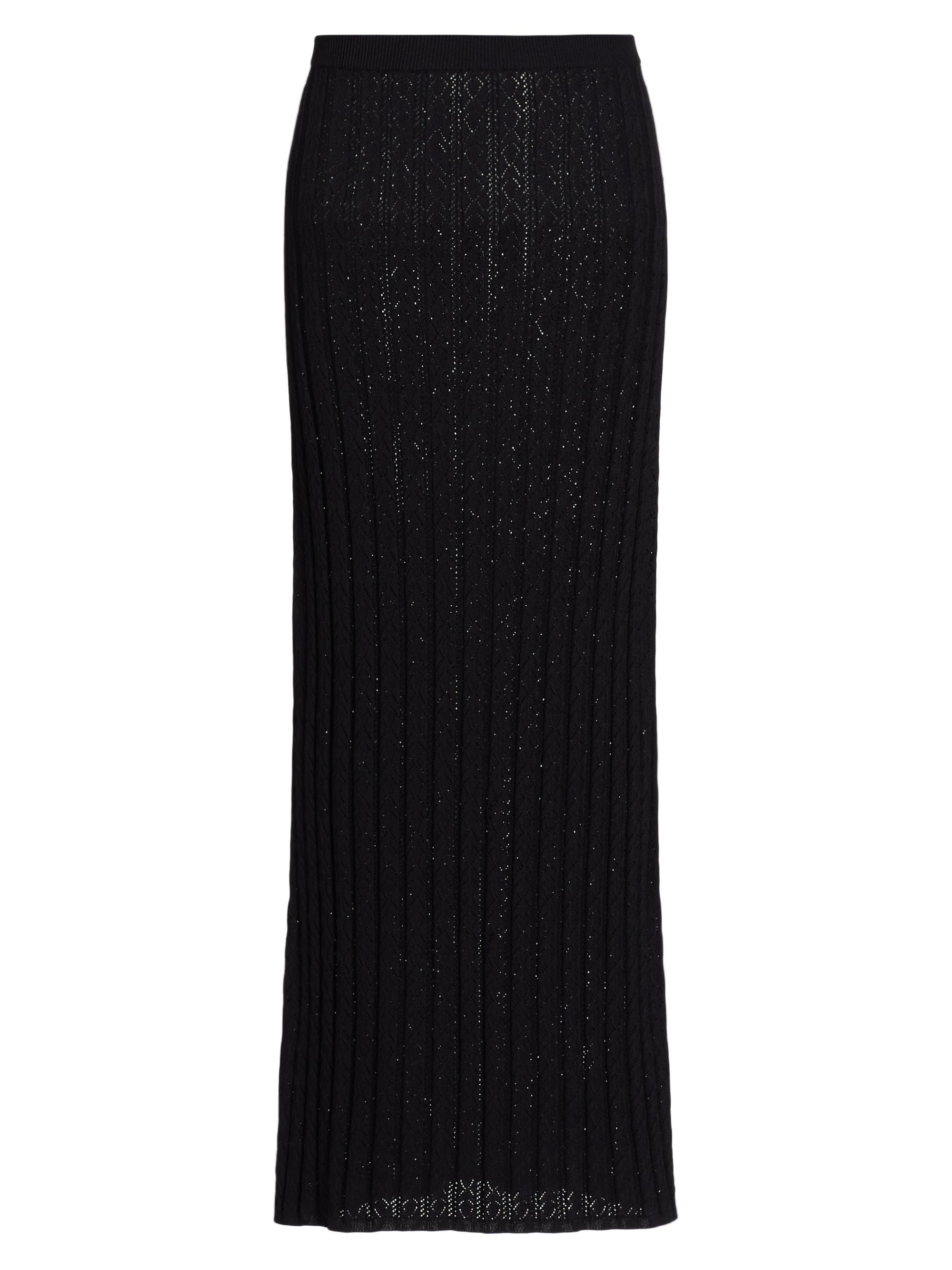 Loulou de Saison Women's Dera Pointelle Knit Maxi Skirt - Black