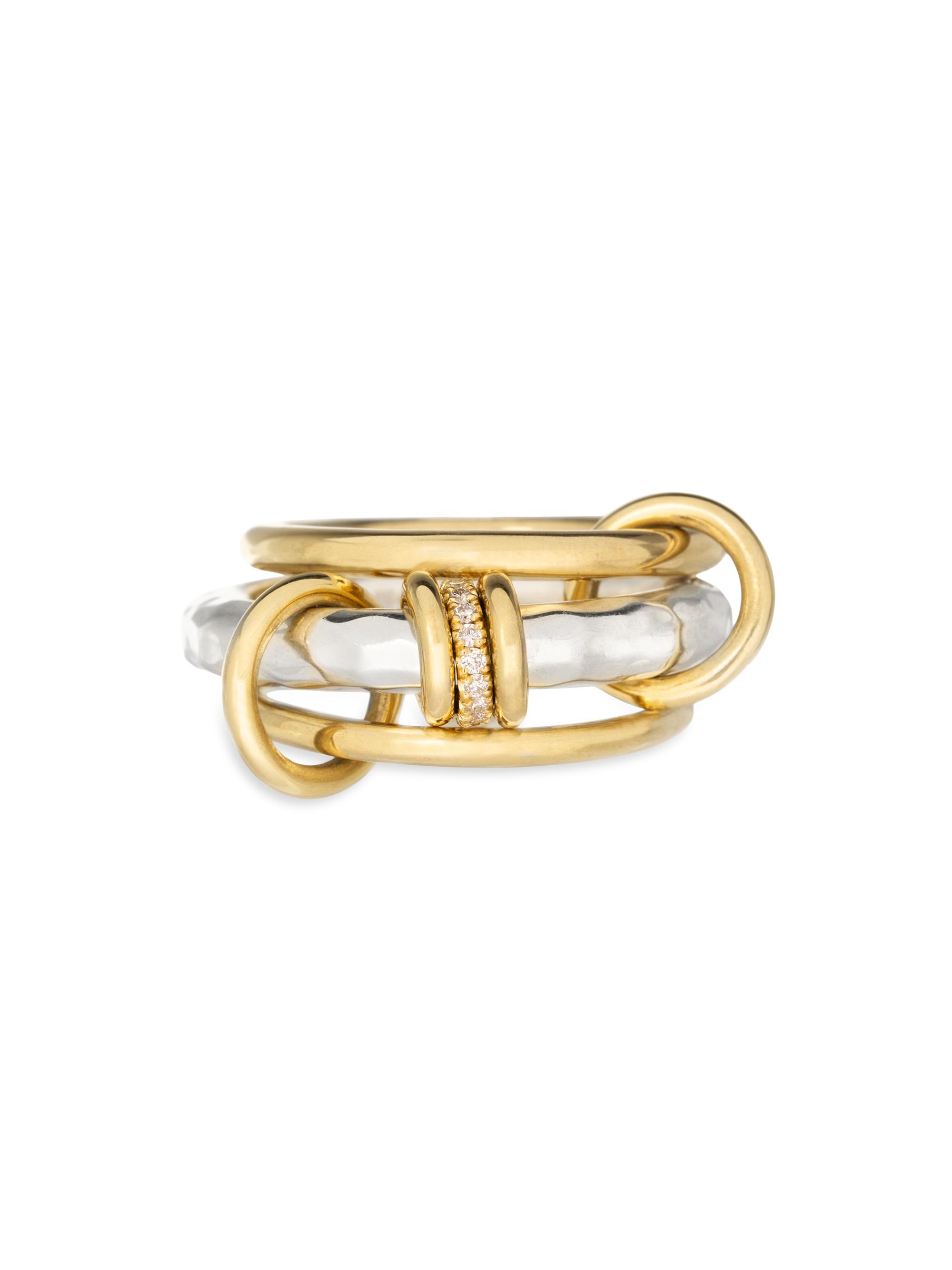 Spinelli Kilcollin Women's Gemini Vulcan 18K Yellow Gold, Sterling Silver & 0.09 Diamond Three-Band Ring - Gold