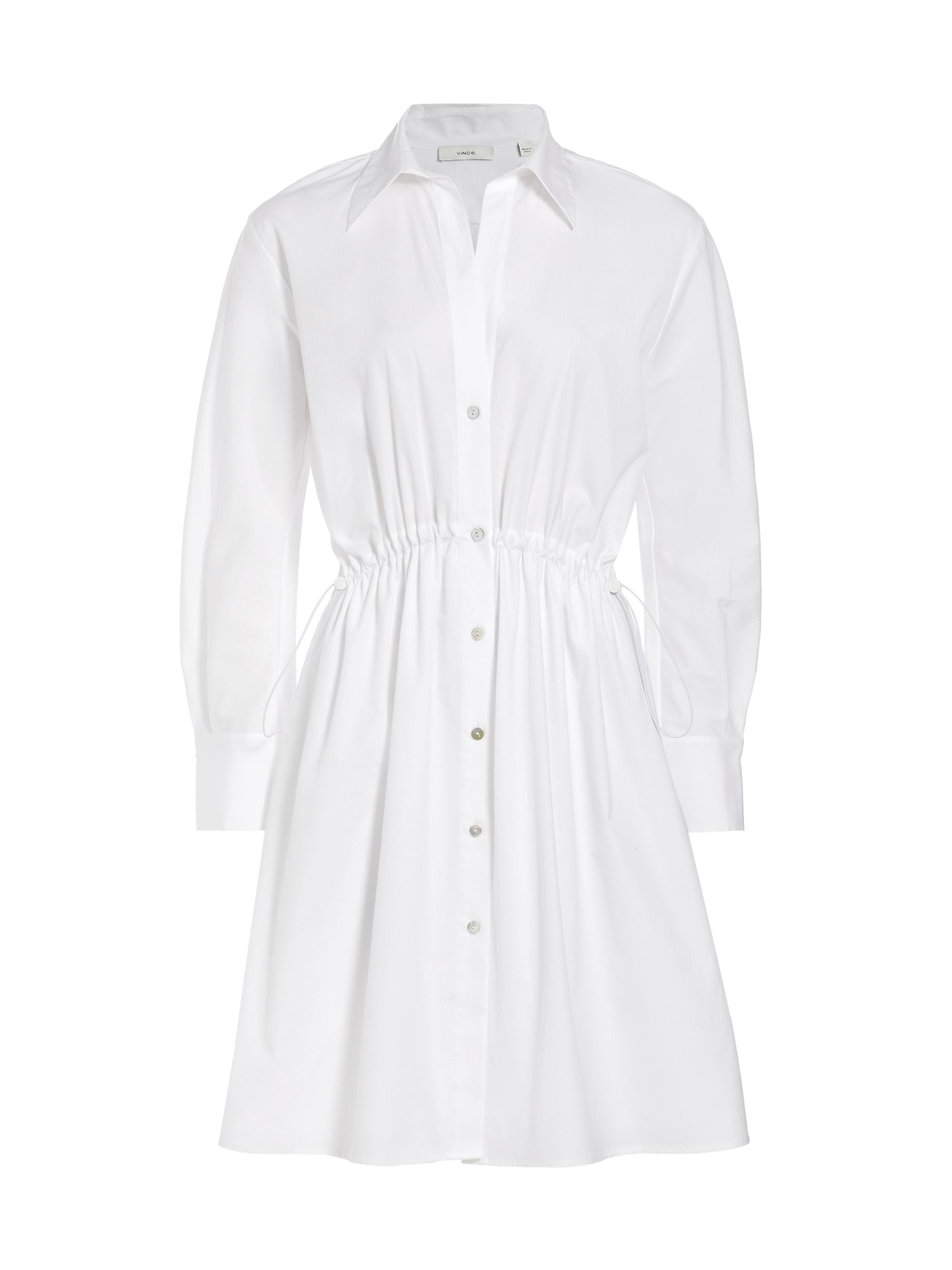 Vince Women's Drawstring Ruched Mini Shirtdress - Optic White