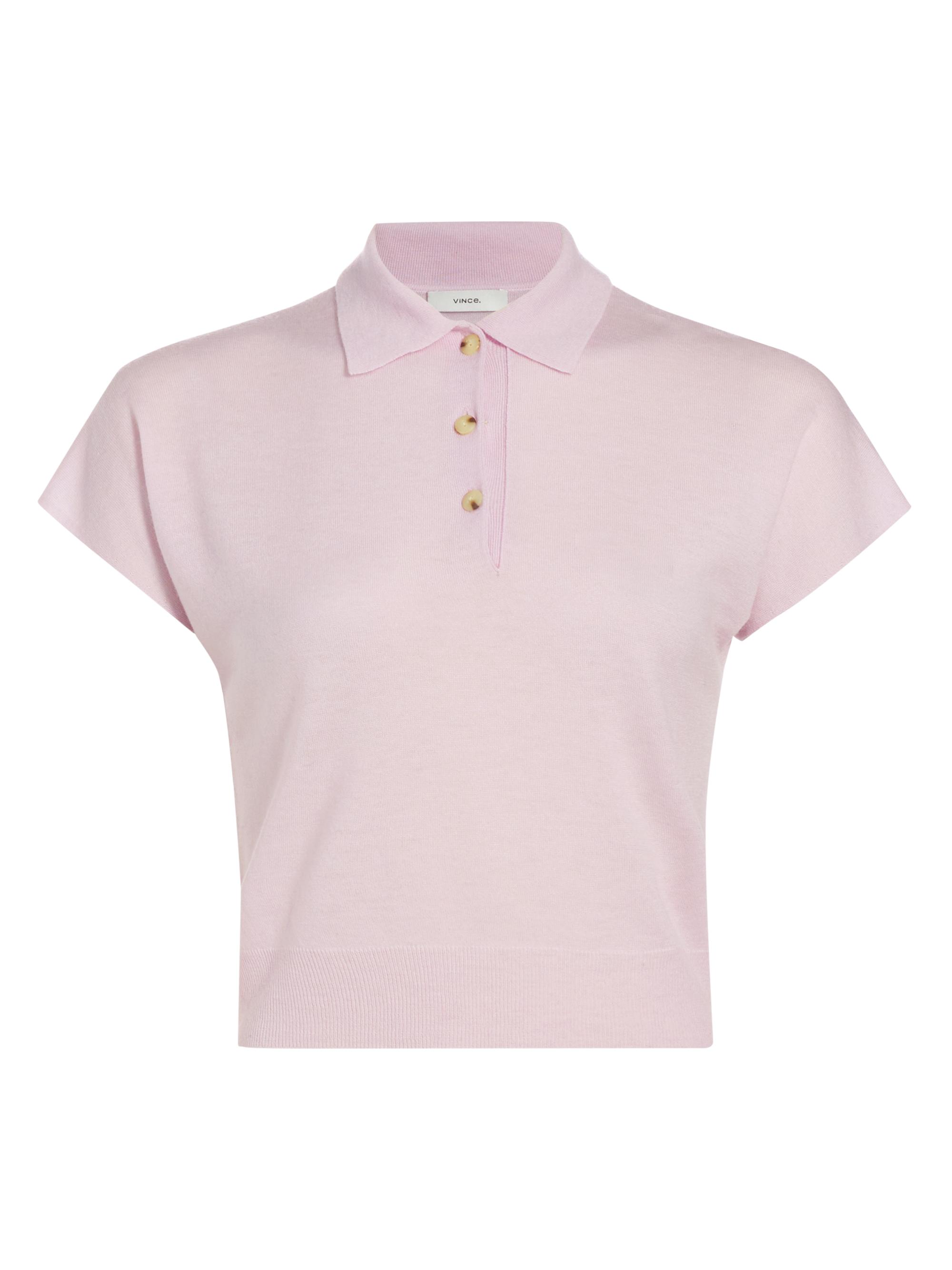 Vince Women's Cap-Sleeve Knit Polo Shirt - Peony