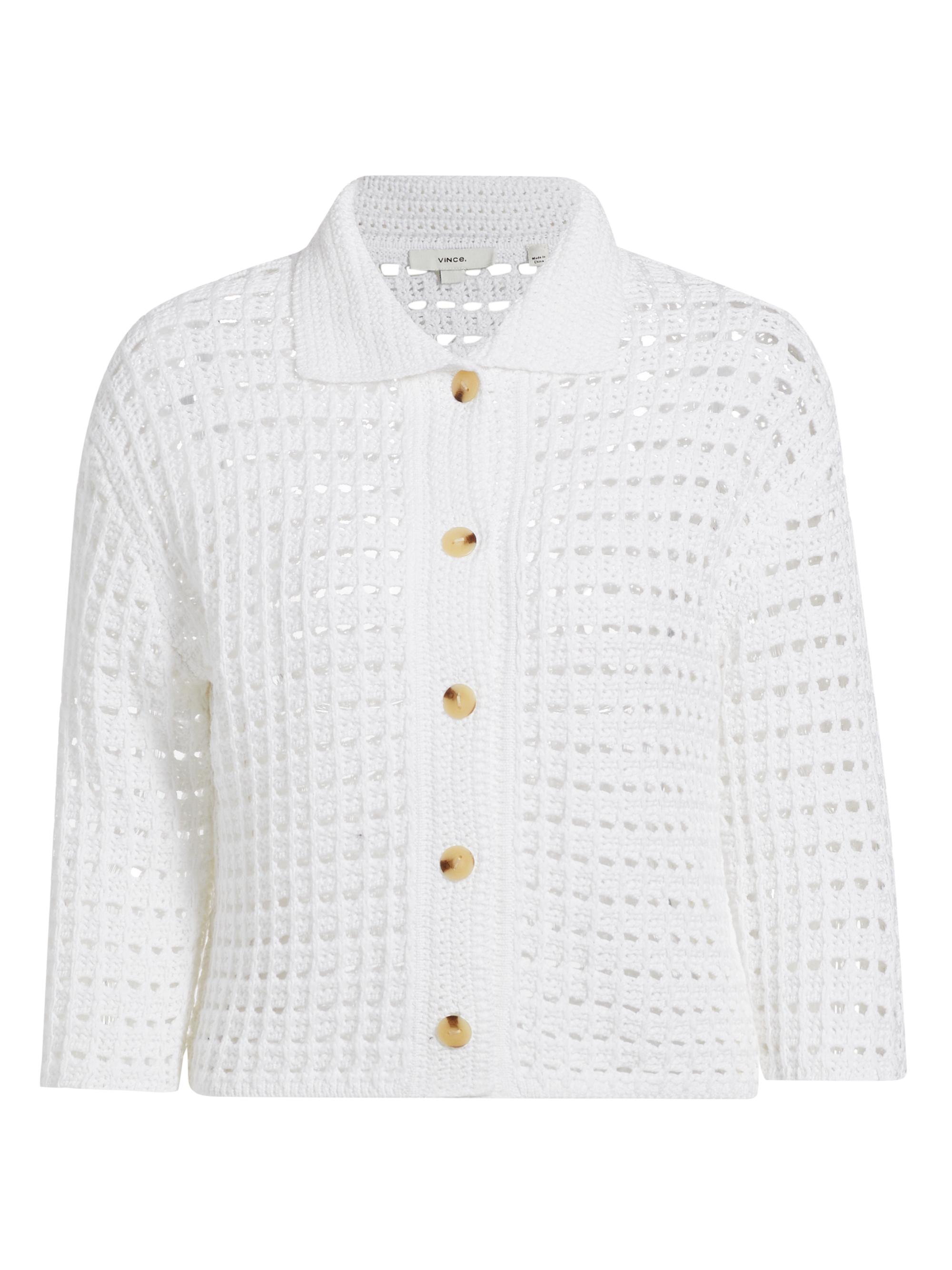 Vince Women's Block-Stitched Cotton Crop Cardigan - Optic White