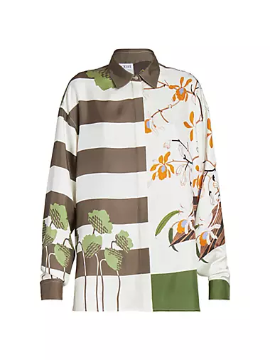 LOEWE x Paula's Ibiza Striped Floral Silk-Blend Shirt