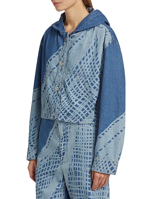 Shop LOEWE LOEWE x Paula's Ibiza Printed Denim Hooded Jacket Shop LOEWE LOEWE x Paula's Ibiza Printed Denim Hooded Jacket