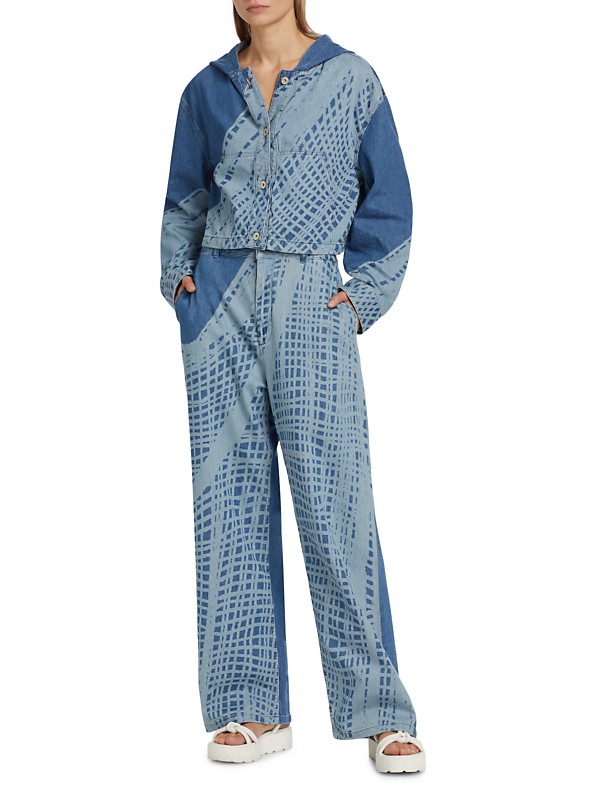 Shop LOEWE LOEWE x Paula's Ibiza Printed Denim Hooded Jacket Shop LOEWE LOEWE x Paula's Ibiza Printed Denim Hooded Jacket