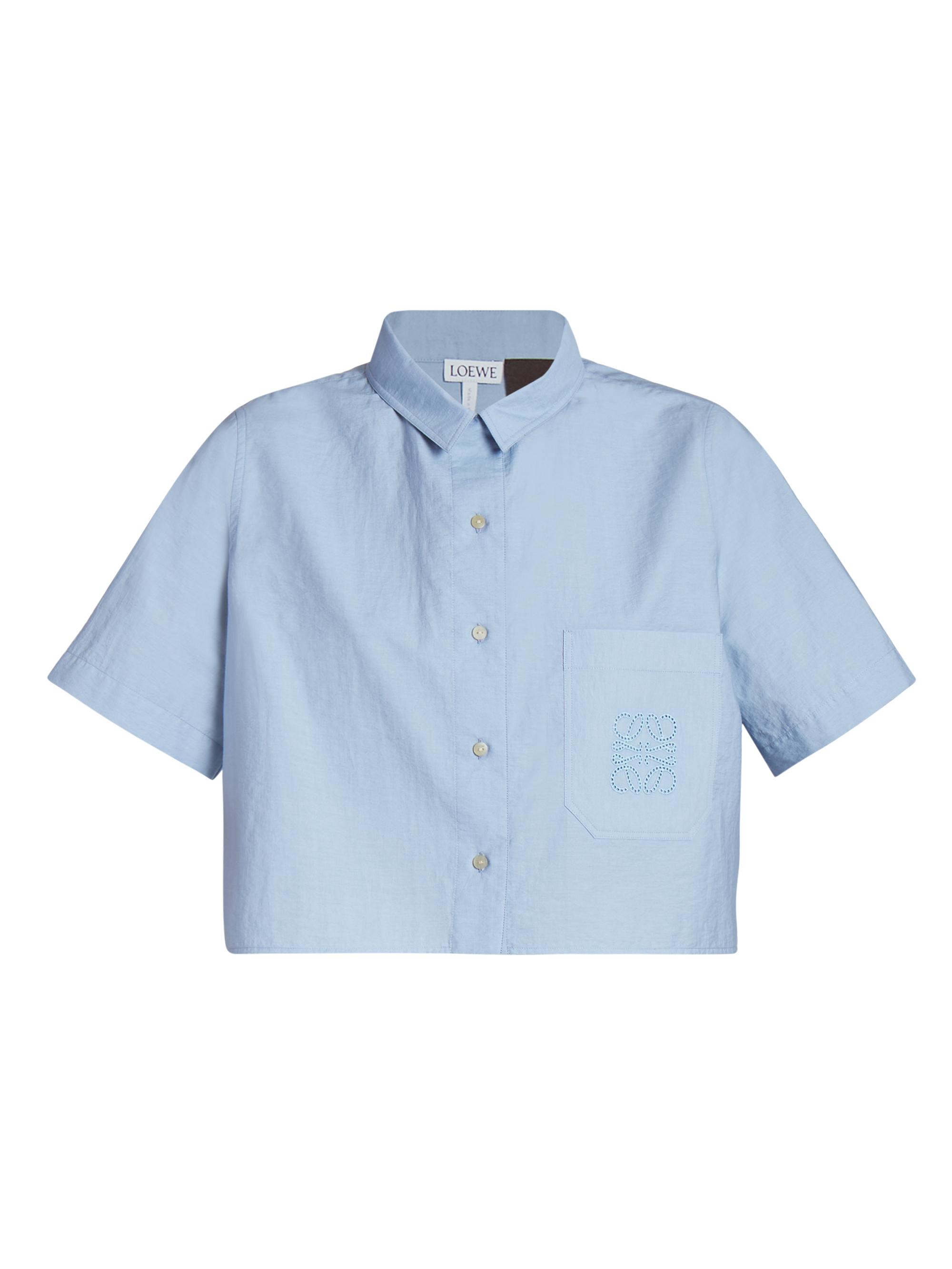 LOEWE Women's  x Paula's Ibiza Embroidered Cotton-Blend Shirt - Daybreak Blue