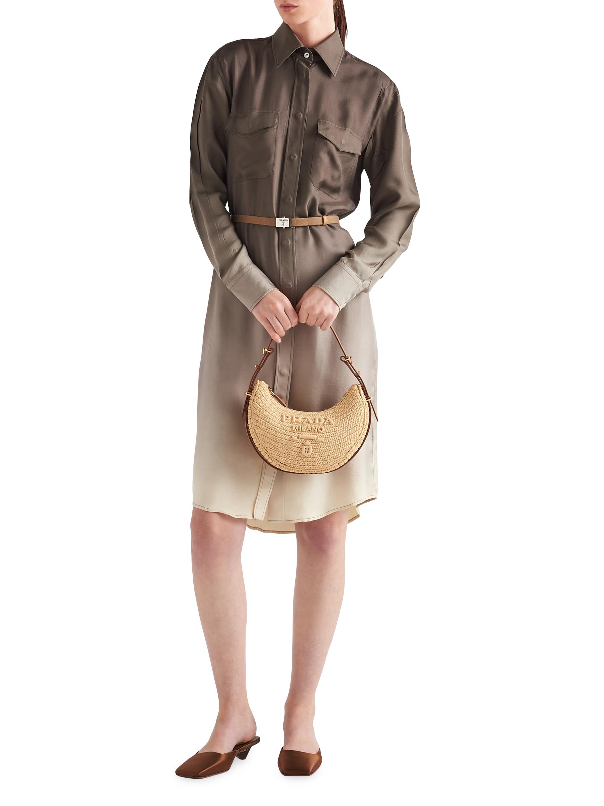 Prada Arqué Woven Fabric Shoulder Bag