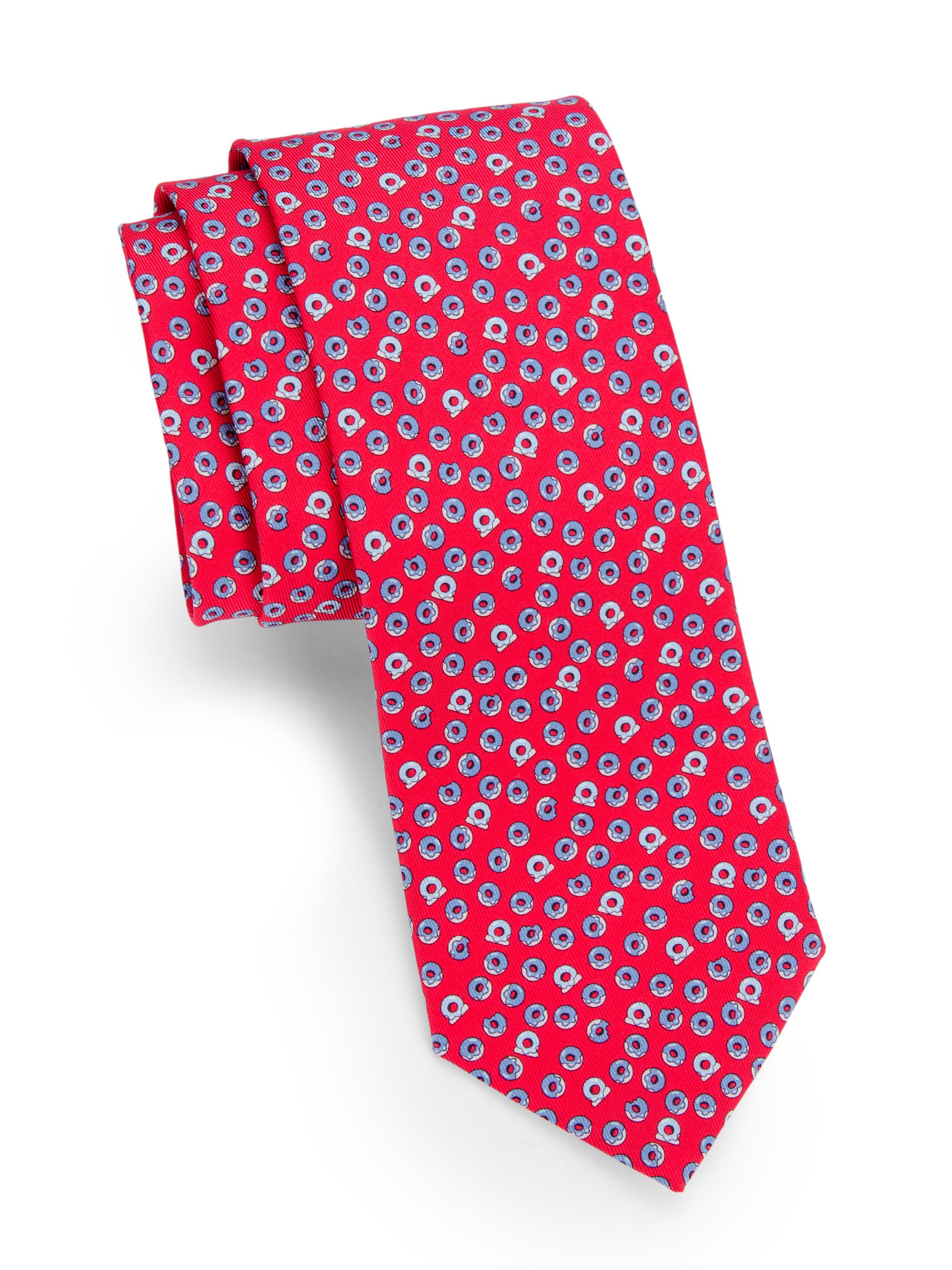 FERRAGAMO Men's Vaniglia Silk Doughnut Tie - Red
